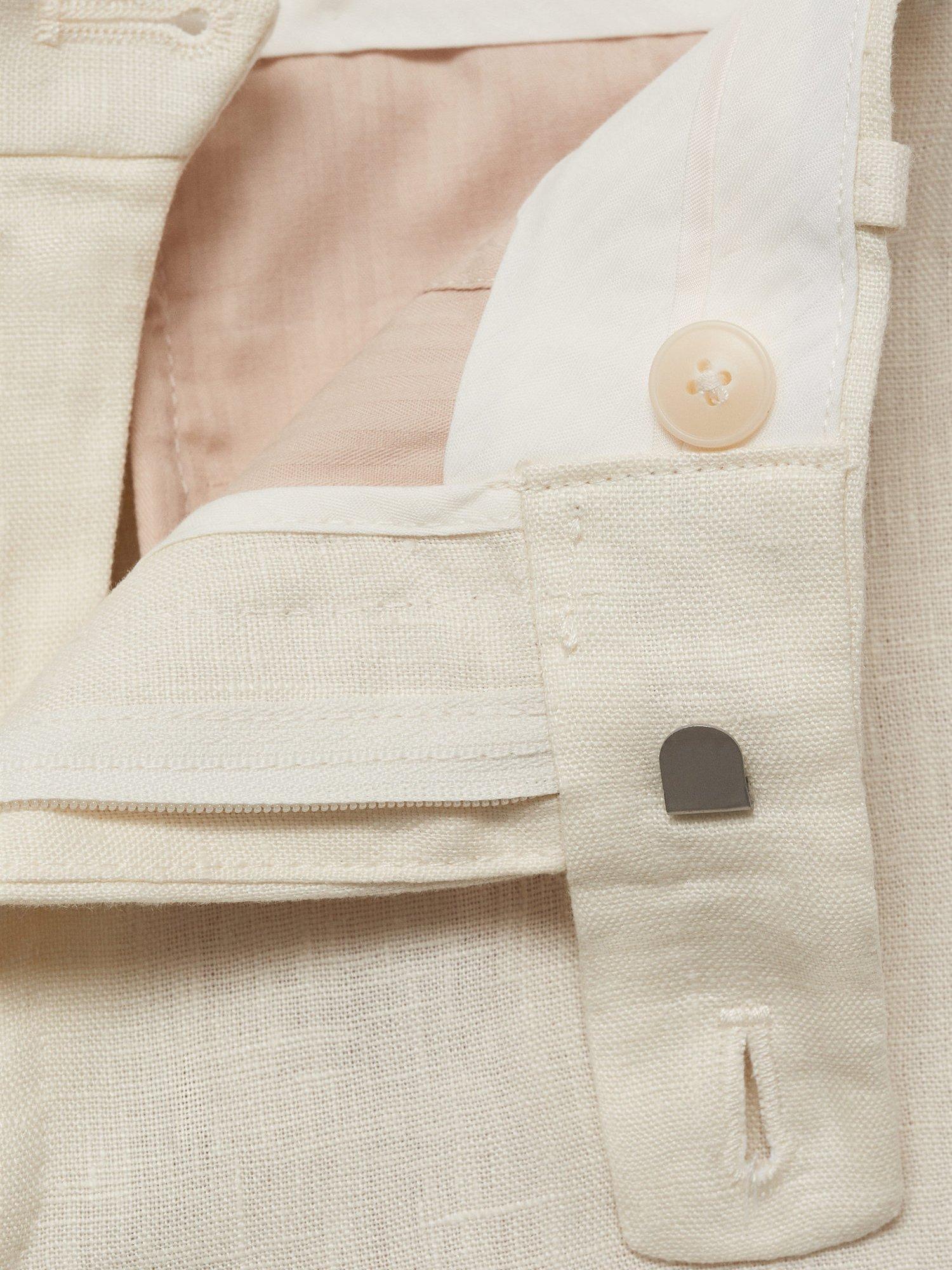 Product image 7 of 7, which shows Mano Amalfi Slim Fit Linen Suit Trousers, Light Beige, 29
