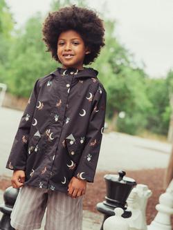 Toastie Kids' Waterproof Hooded Raincoat, Cricket Moon - view 2, Cricket Moon