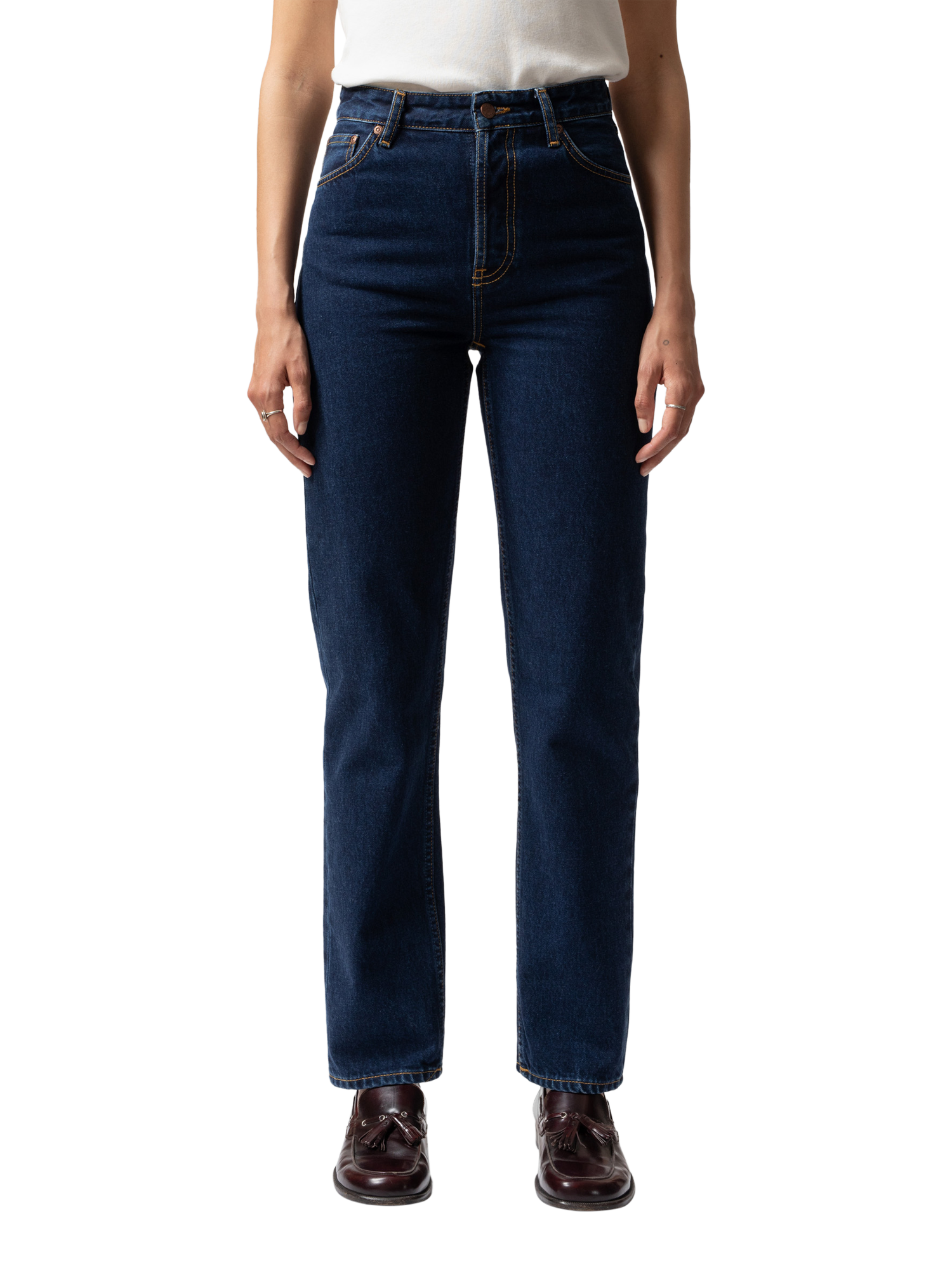Product image 3 of 8, which shows Nudie Jeans Lofty Lo Organic Cotton Straight Jeans, Indigo Dip, W24/L30