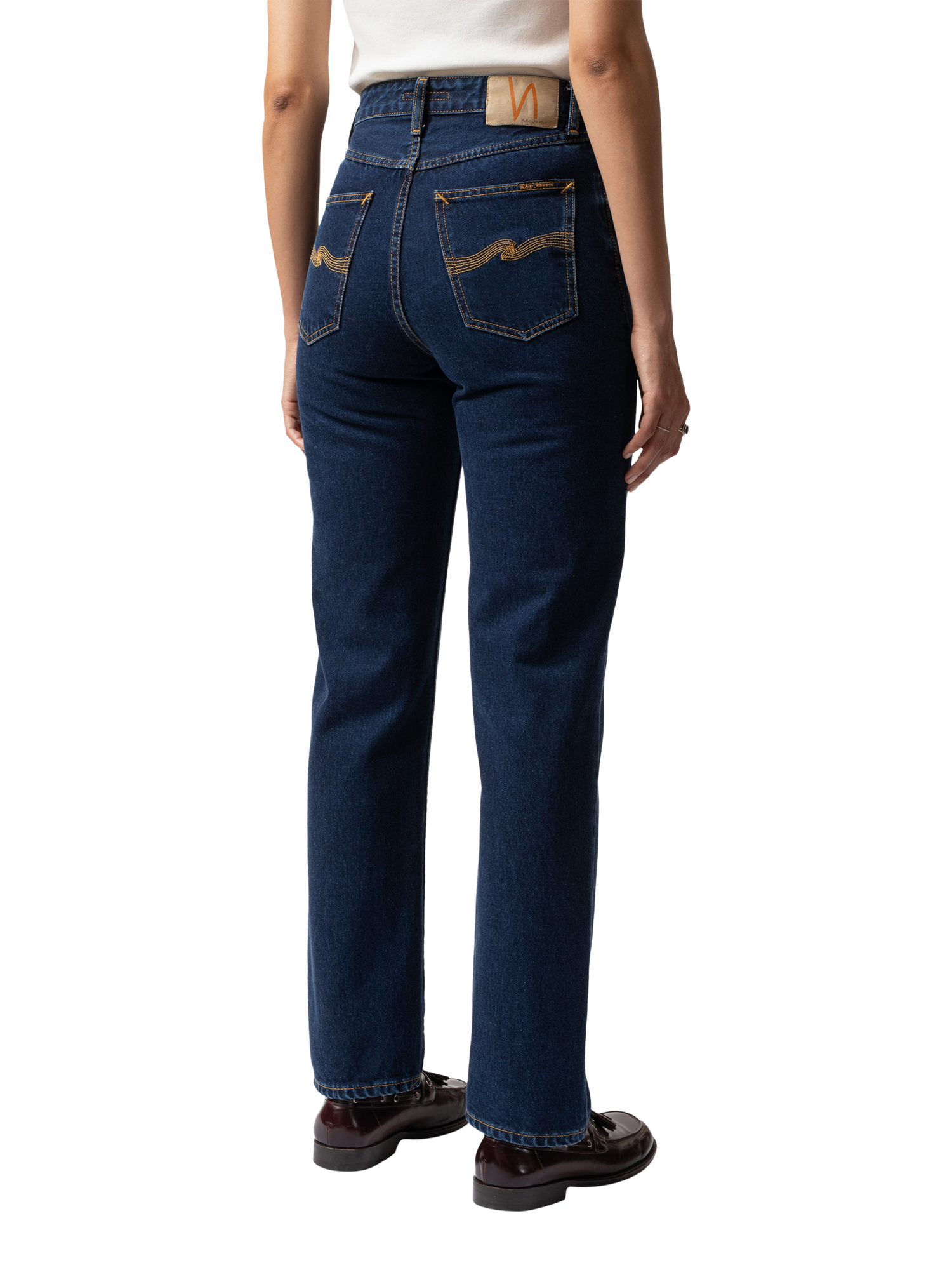 Product image 4 of 8, which shows Nudie Jeans Lofty Lo Organic Cotton Straight Jeans, Indigo Dip, W24/L30