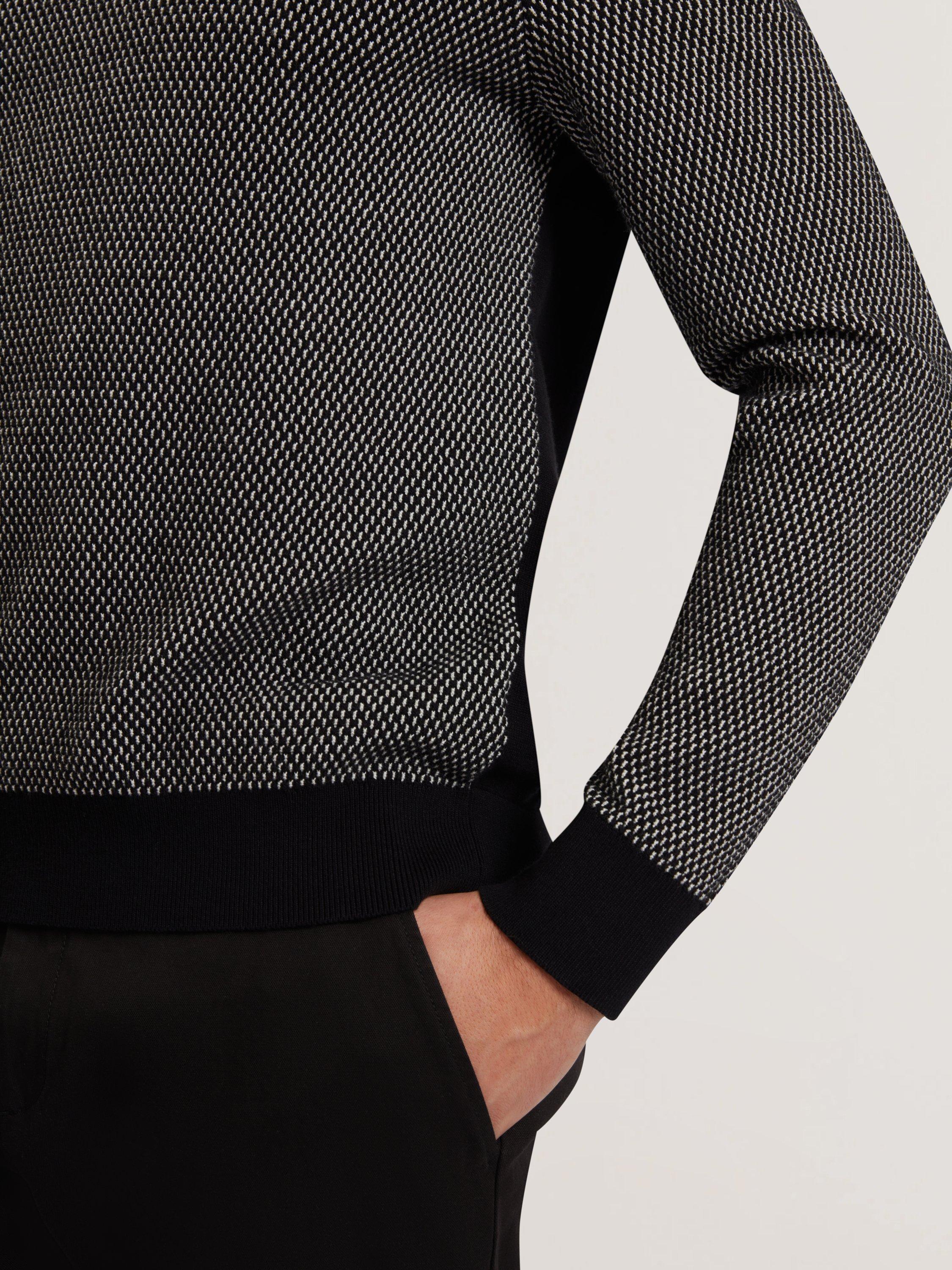 Product image 3 of 6, which shows Ted Baker Ardo Small Stitch Knitted Polo Shirt, Black, XS