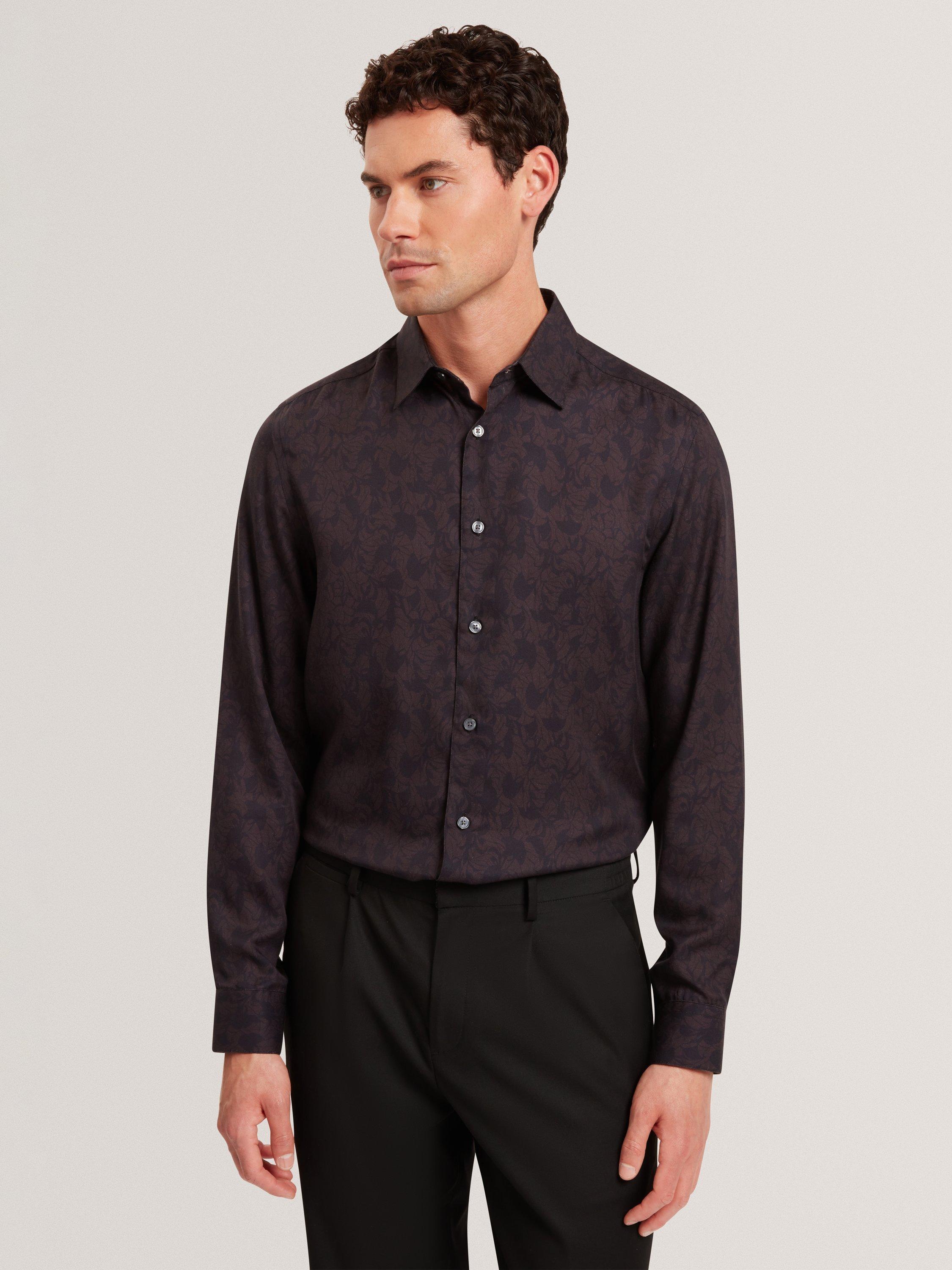 Product image 1 of 5, which shows Ted Baker Akselle Floral Shirt, Dark Brown, M