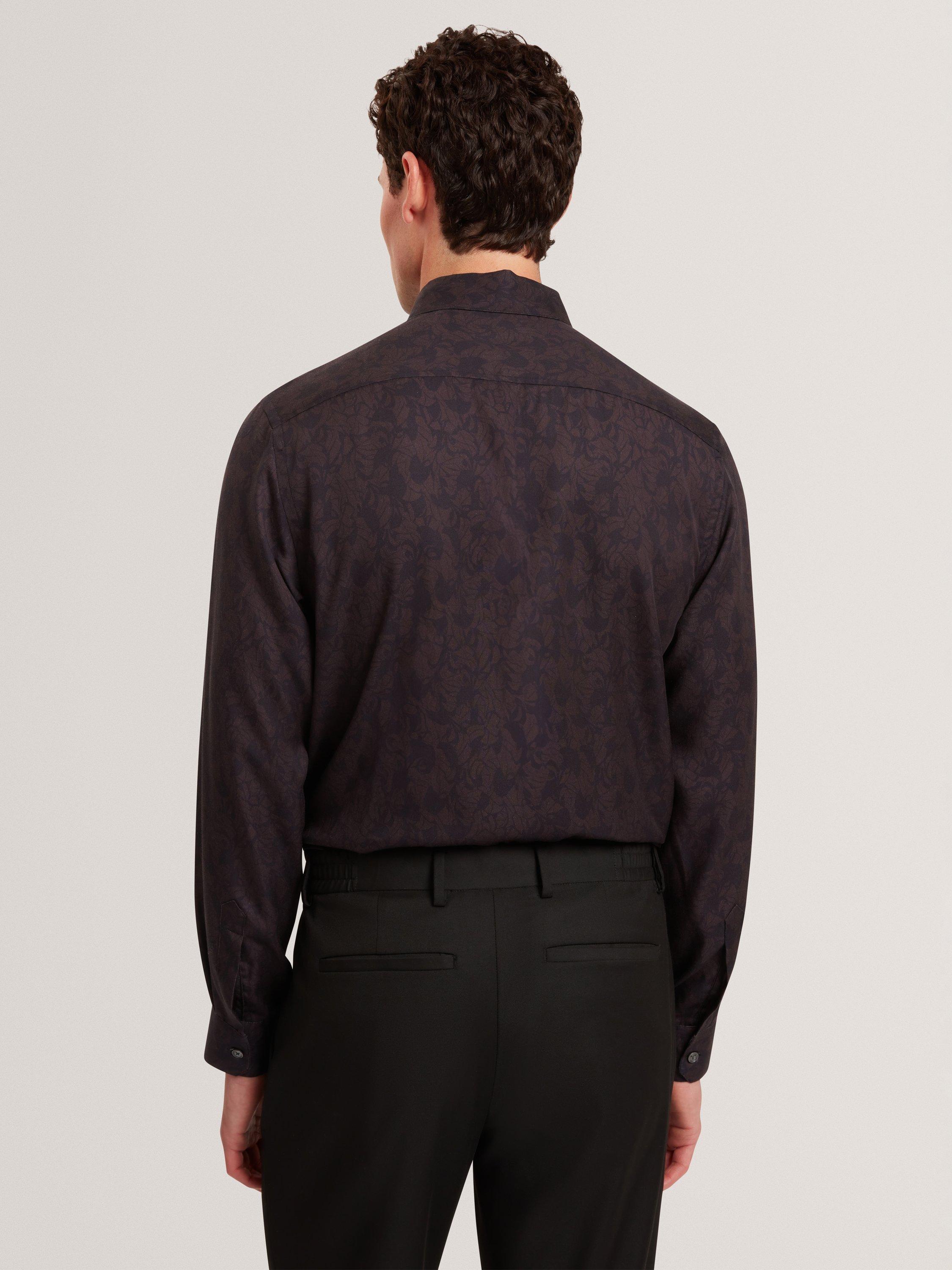 Product image 2 of 5, which shows Ted Baker Akselle Floral Shirt, Dark Brown, M