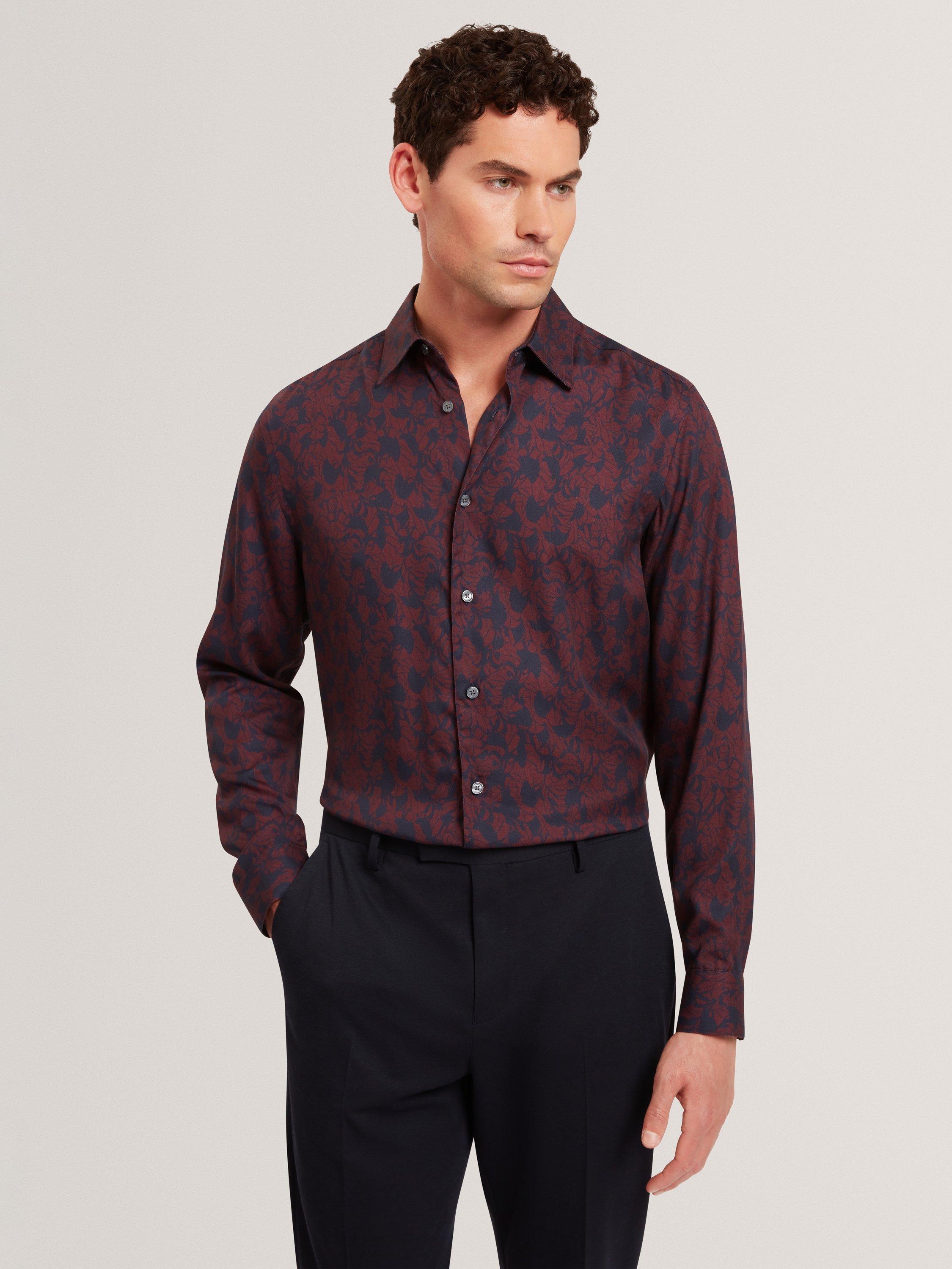 Product image 1 of 7, which shows Ted Baker Akselle Regular Fit Shirt, Maroon, M