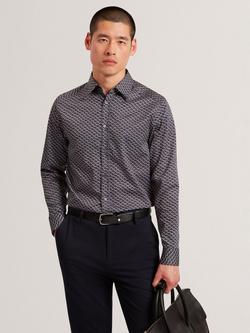 Ted Baker Agnar Regular Fit Cotton Shirt, Dark Grey, Dark Grey