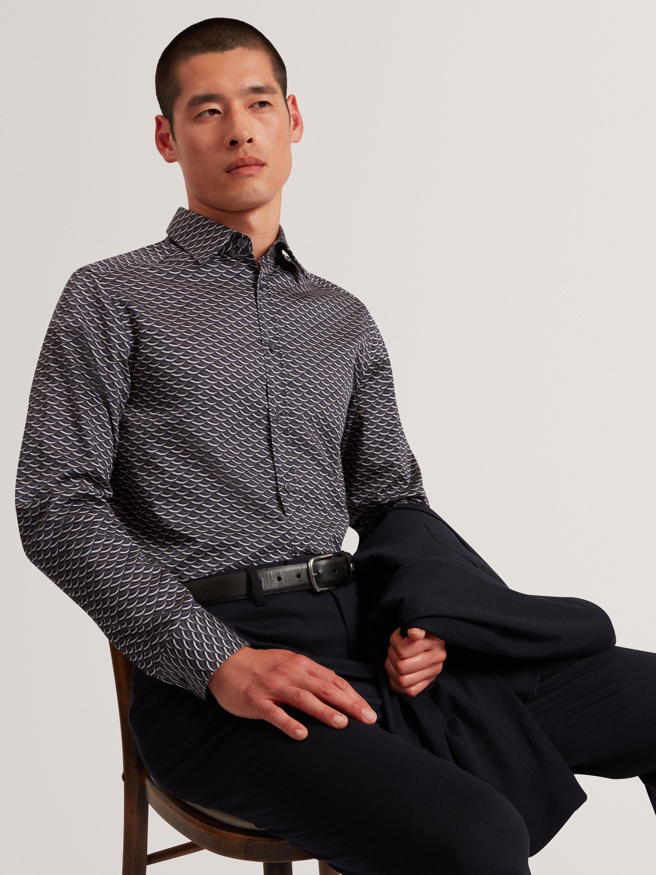 Product image 4 of 7, which shows Ted Baker Agnar Regular Fit Cotton Shirt, Dark Grey, S