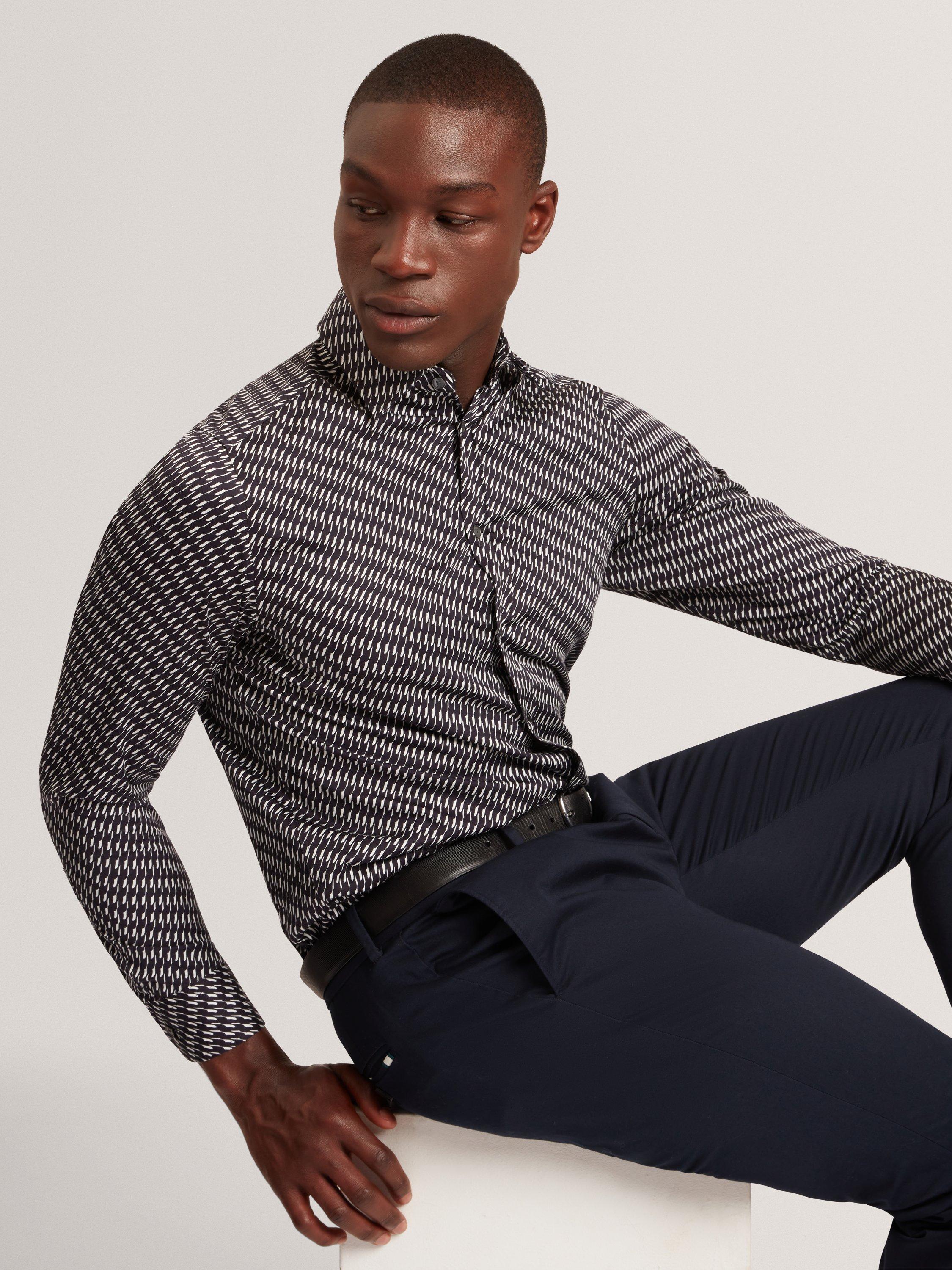 Product image 2 of 6, which shows Ted Baker Kristov Regular Fit Cotton Shirt, Black, S