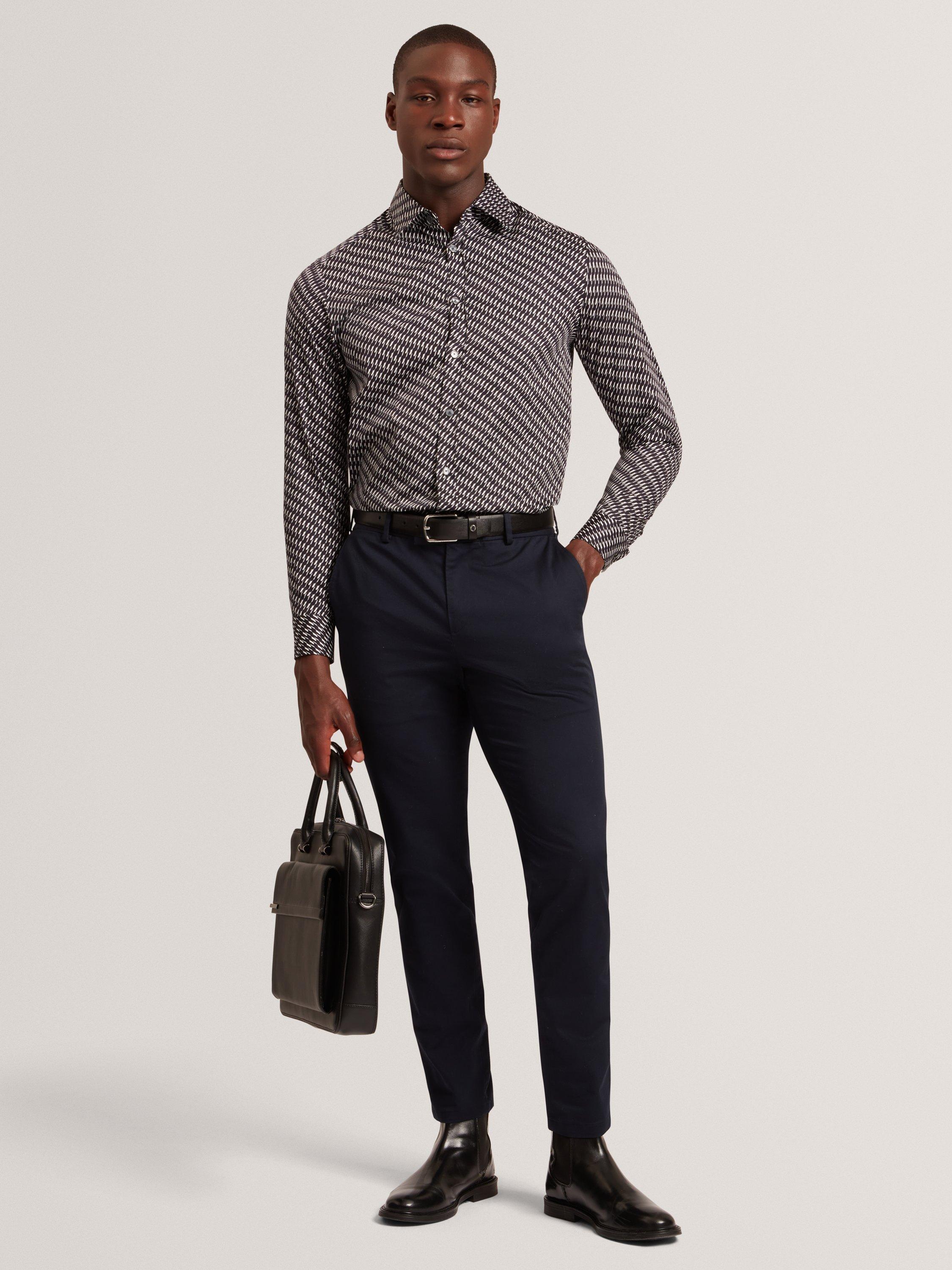 Product image 4 of 6, which shows Ted Baker Kristov Regular Fit Cotton Shirt, Black, S