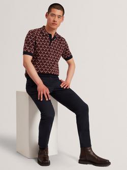 Ted Baker Howeton Straight Cotton Blend Chinos, Navy - view 2, Navy