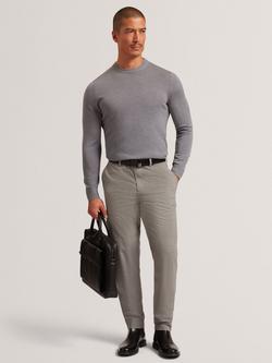 Ted Baker Nathain Straight Check Chinos, Grey - view 2, Grey