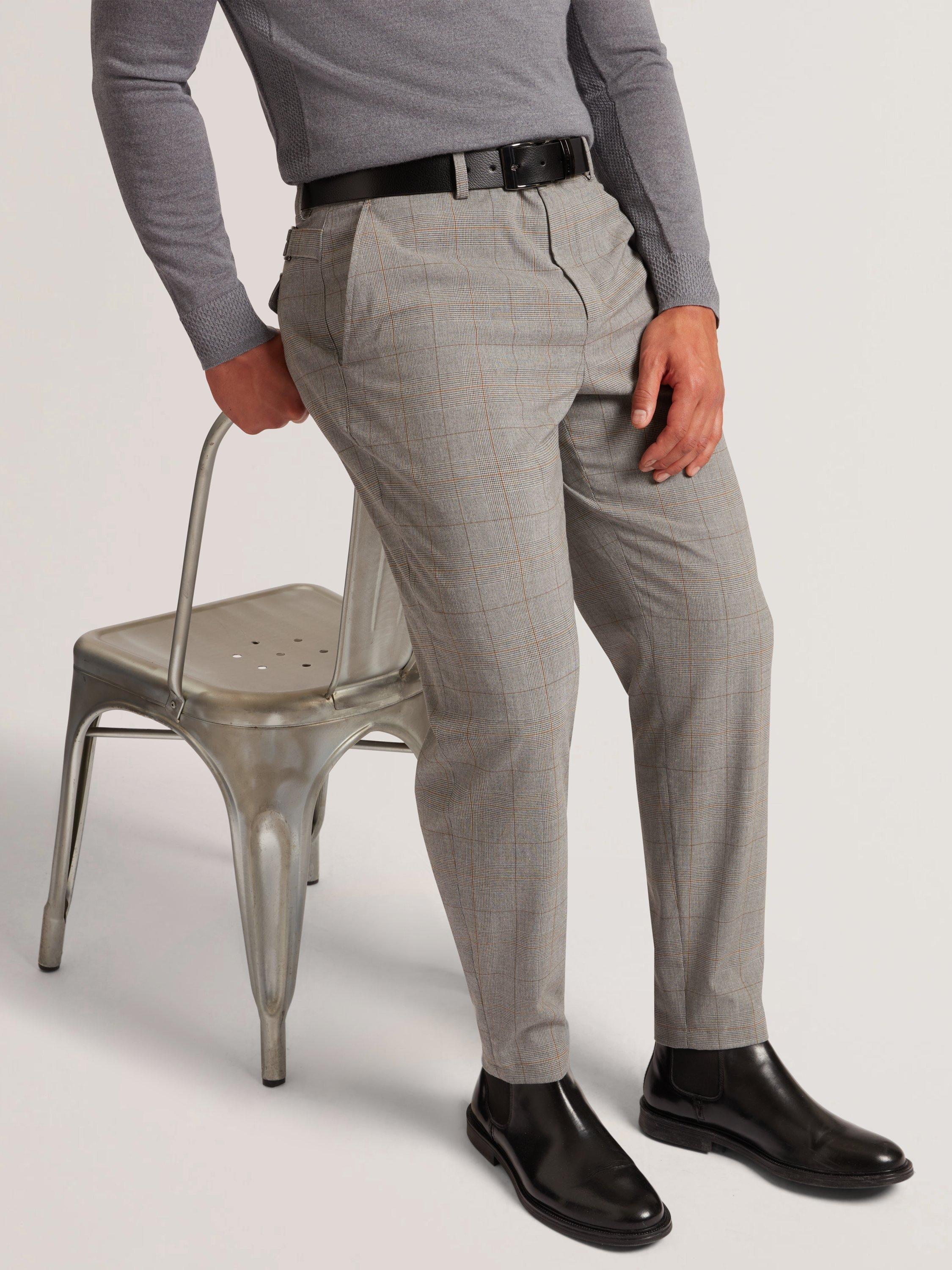 Product image 3 of 7, which shows Ted Baker Nathain Straight Check Chinos, Grey, 30R