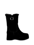 Carvela Apres Buckle Suede Calf Boots, Black