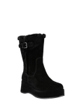 Carvela Apres Buckle Suede Calf Boots, Black