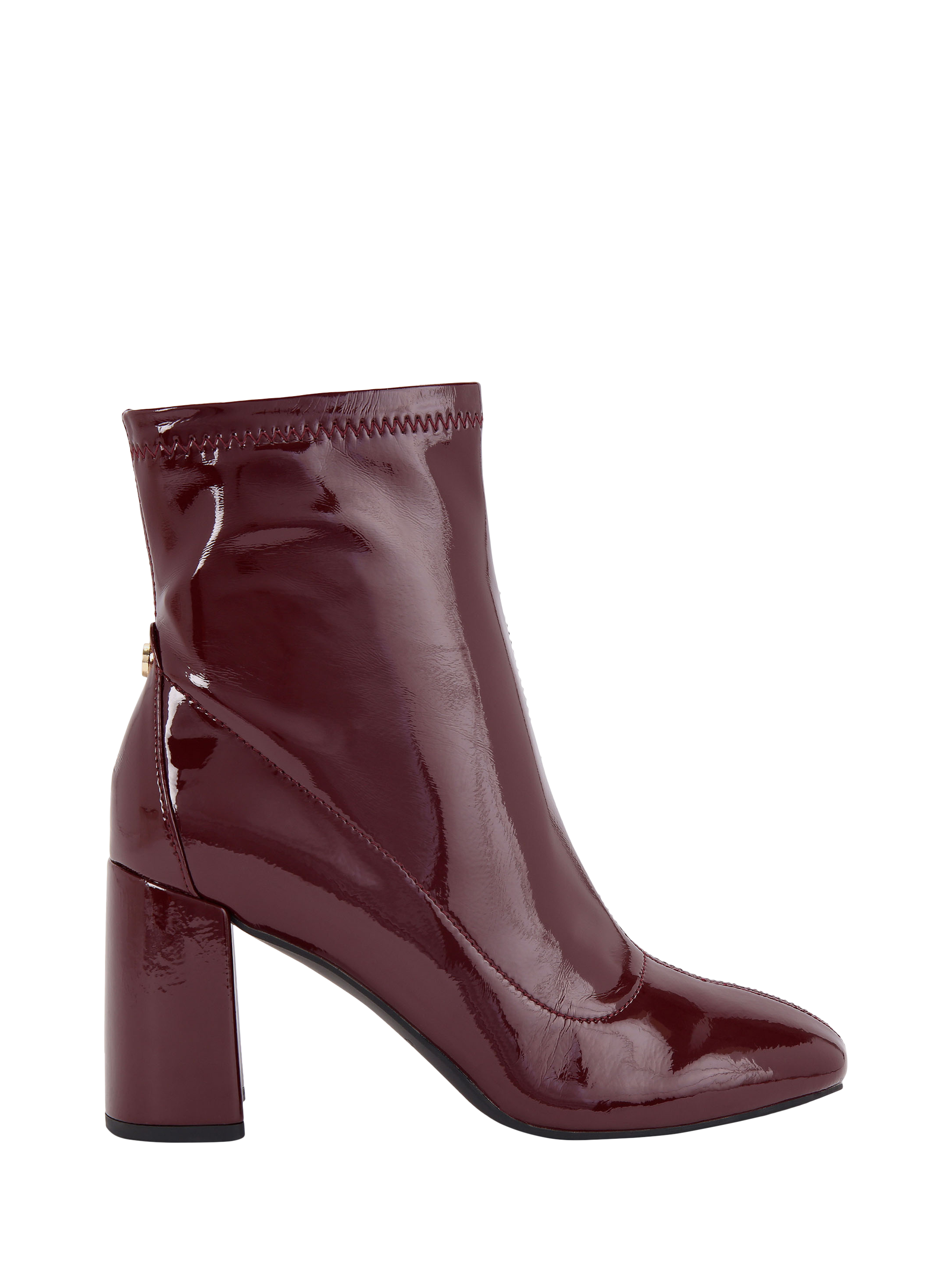 Product image 1 of 5, which shows Carvela Willow Patent Block Heel Ankle Boots, Red, 3