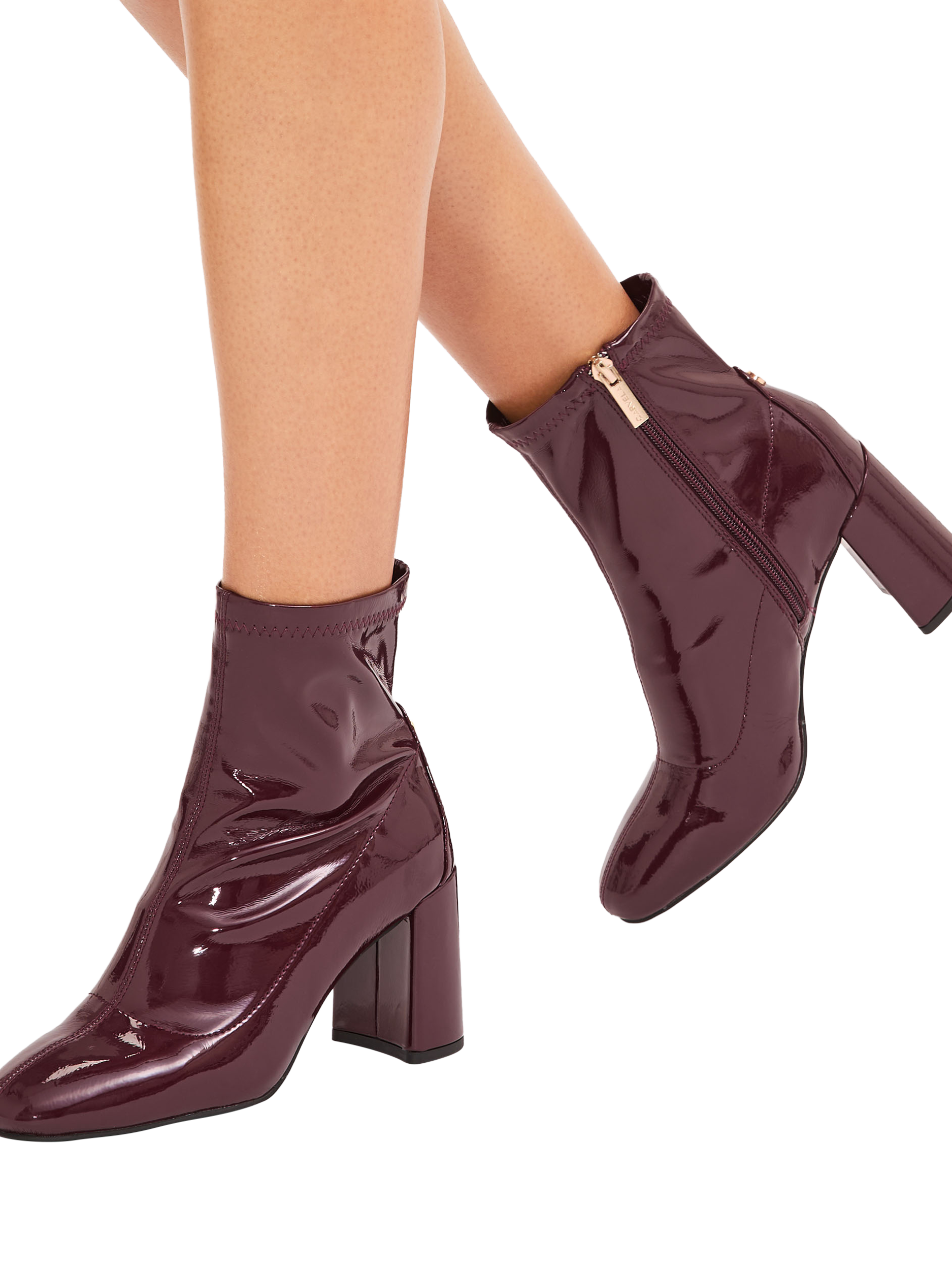 Product image 2 of 5, which shows Carvela Willow Patent Block Heel Ankle Boots, Red, 3