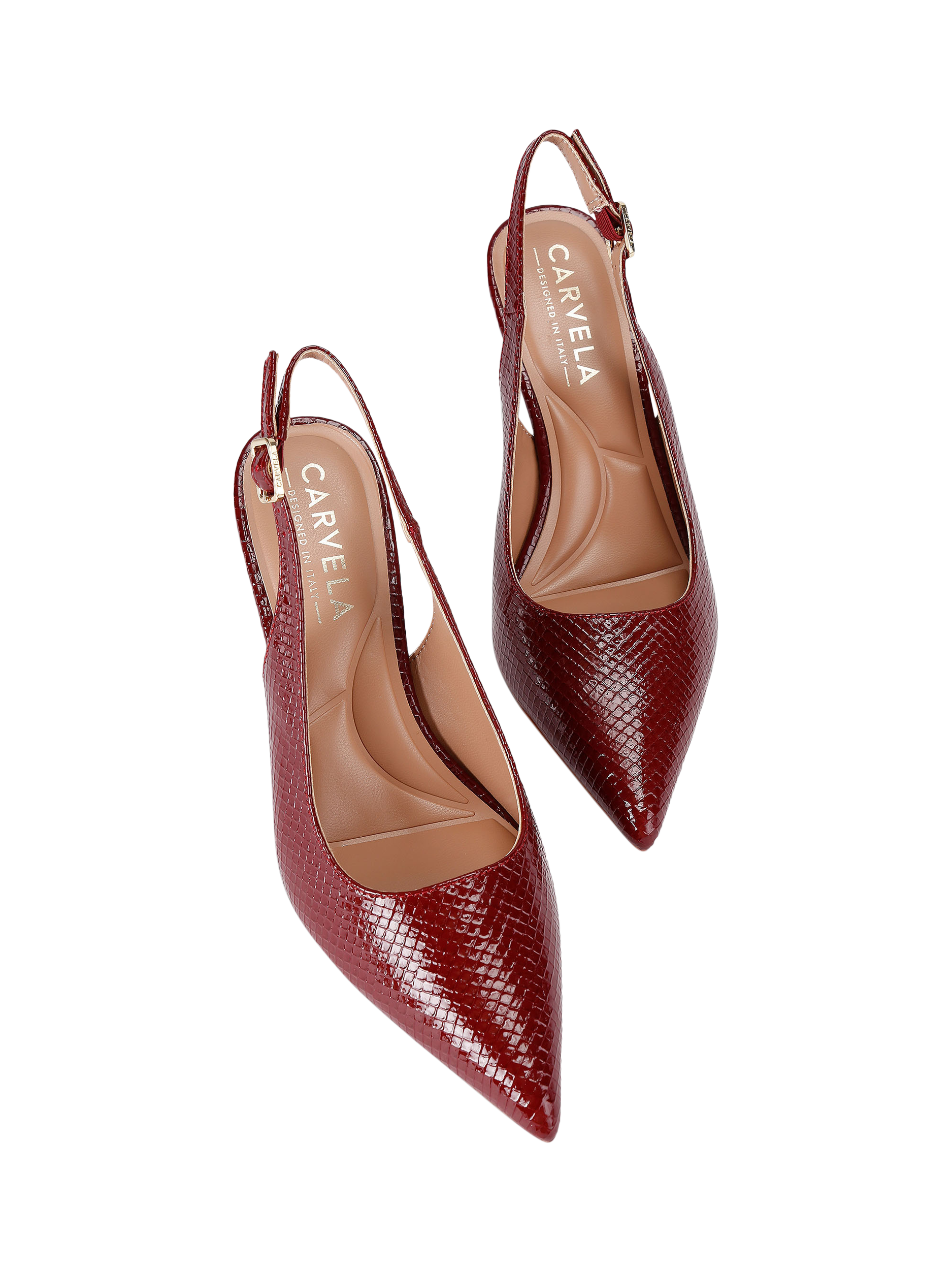 Product image 3 of 5, which shows Carvela Corletta Pointed Slingback Heeled Courts, Red Dark, 3