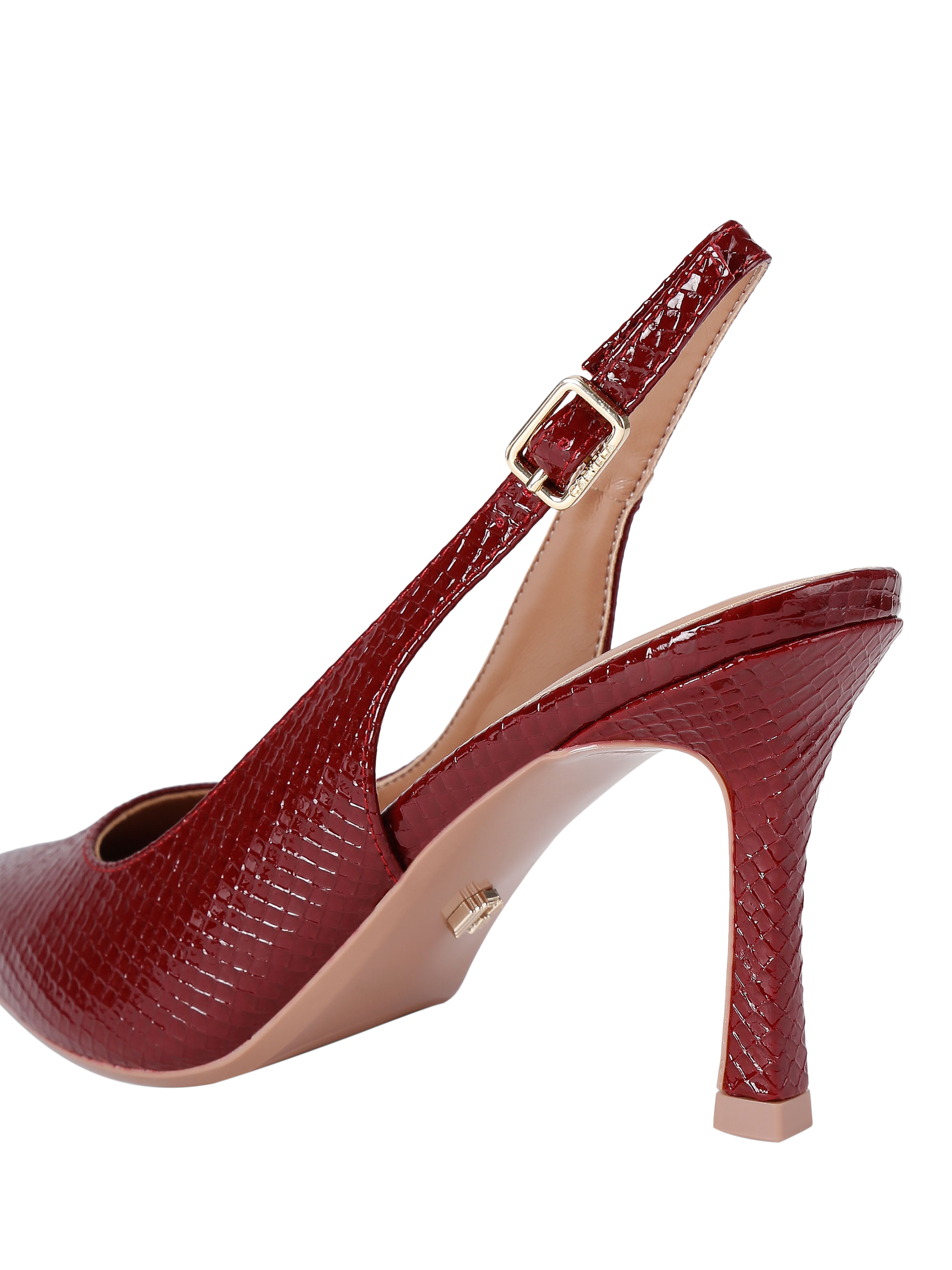 Product image 4 of 5, which shows Carvela Corletta Pointed Slingback Heeled Courts, Red Dark, 3