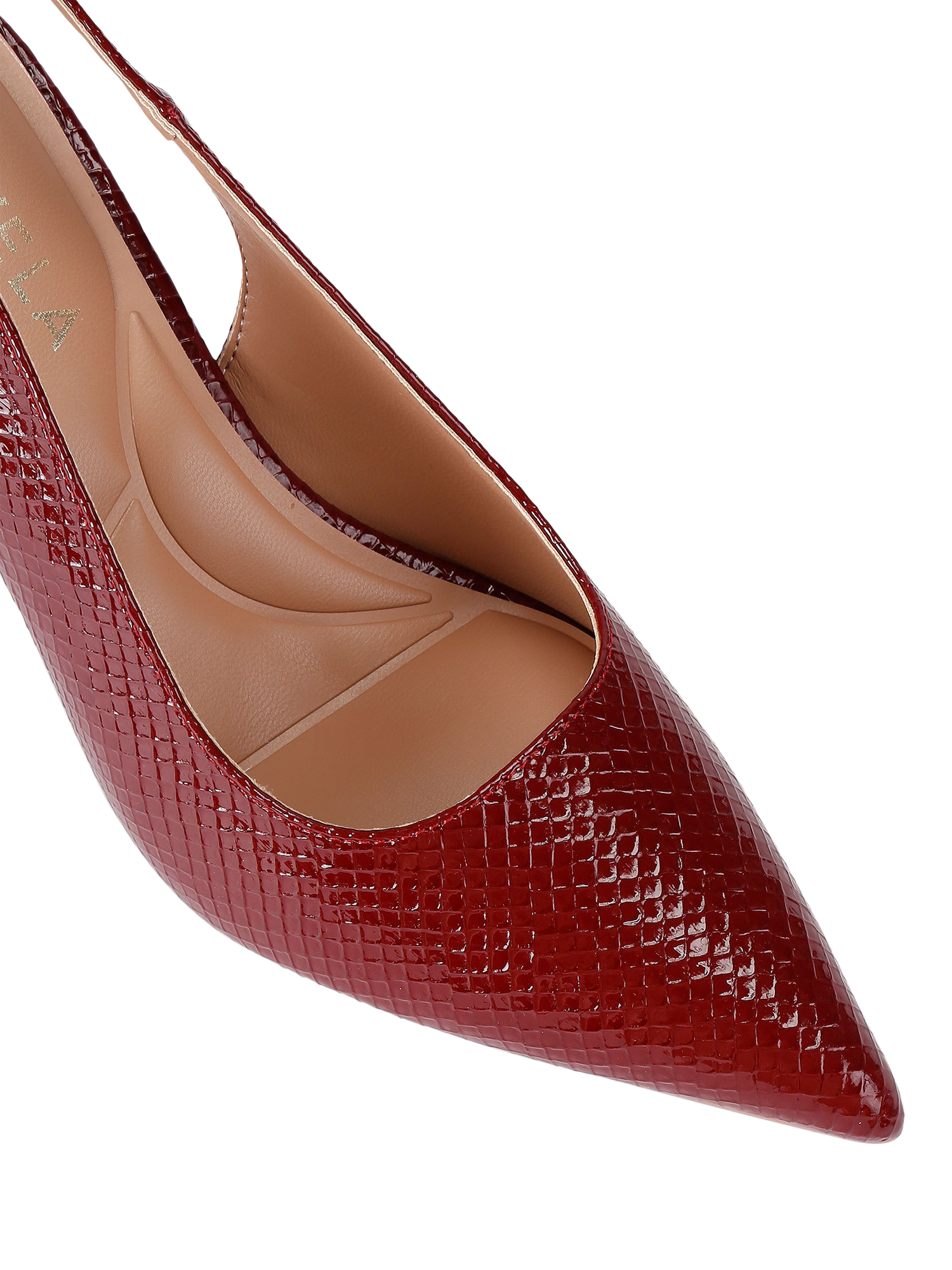 Product image 5 of 5, which shows Carvela Corletta Pointed Slingback Heeled Courts, Red Dark, 3