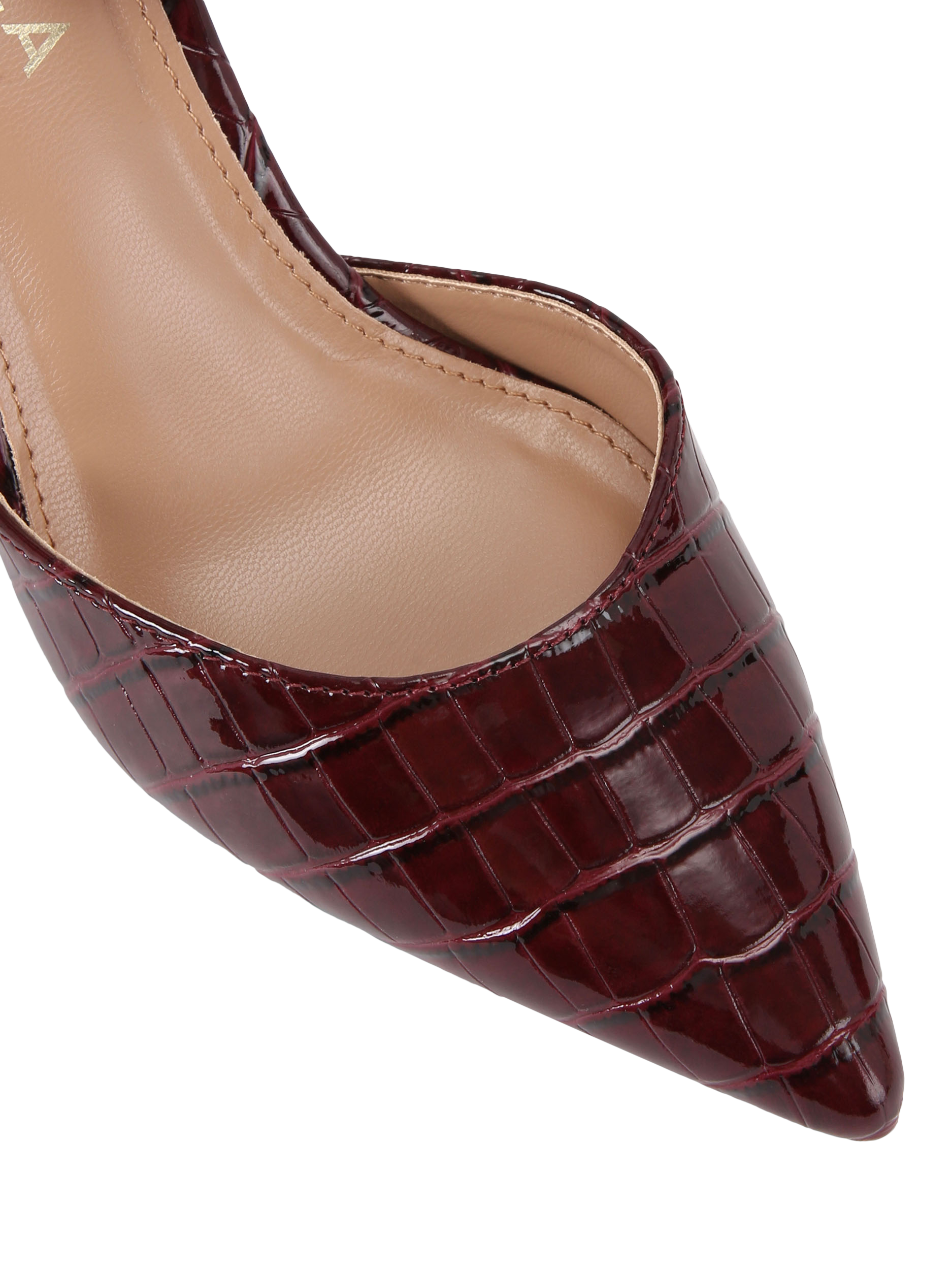 Product image 5 of 5, which shows Carvela Refined Croc EffectCourt Shoes, Red, 3