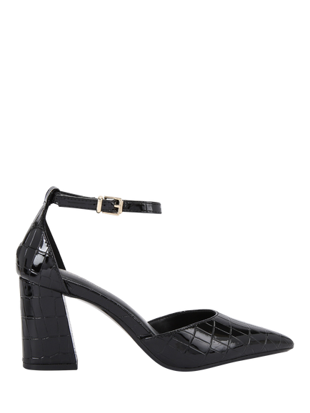 Carvela Refined Croc EffectCourt Shoes, Black