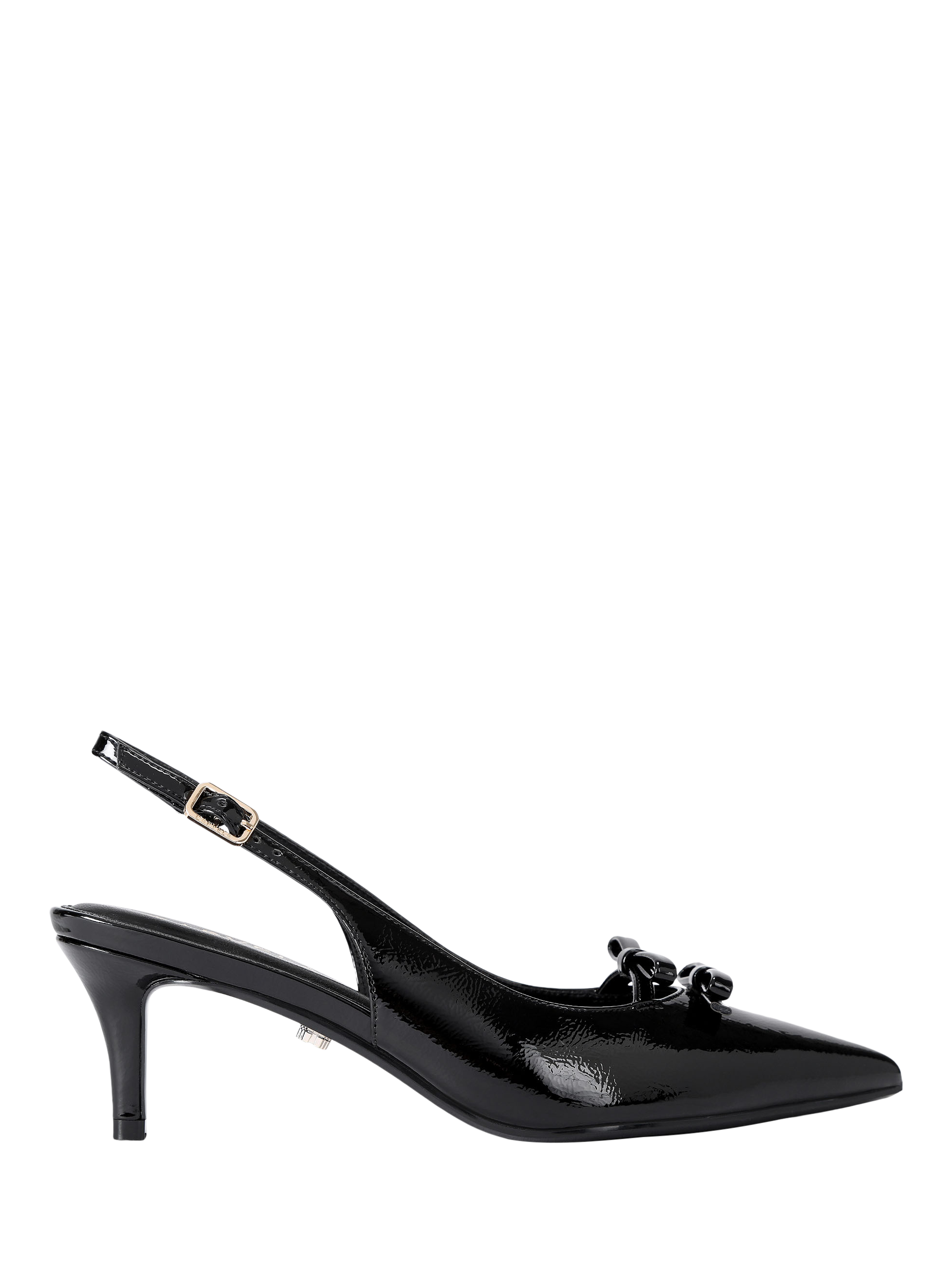 Product image 1 of 5, which shows Carvela Positano Bow Patent Pointed Slingback Courts, Black, 3