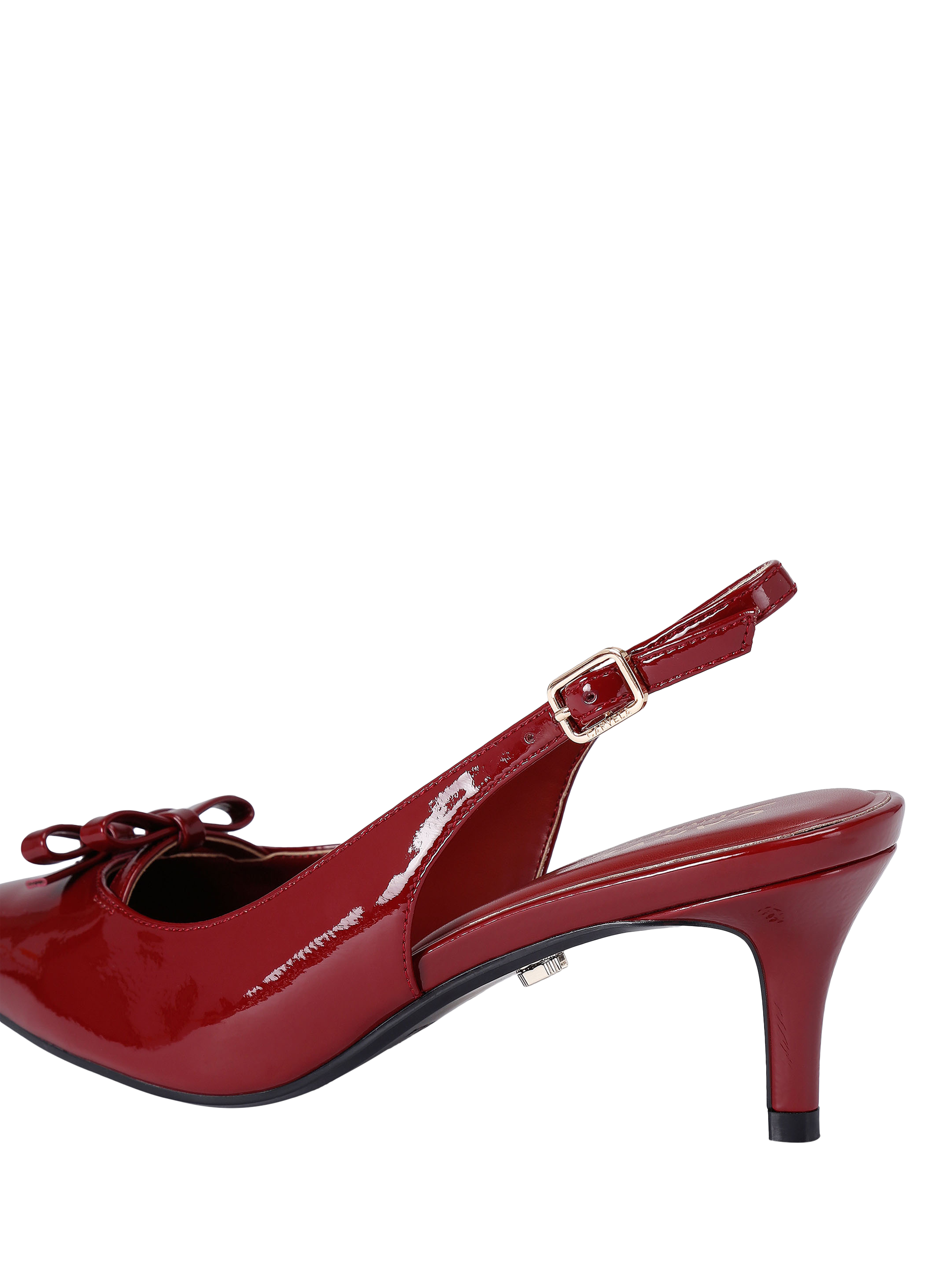 Product image 4 of 5, which shows Carvela Positano Bow Patent Pointed Slingback Courts, Red, 3