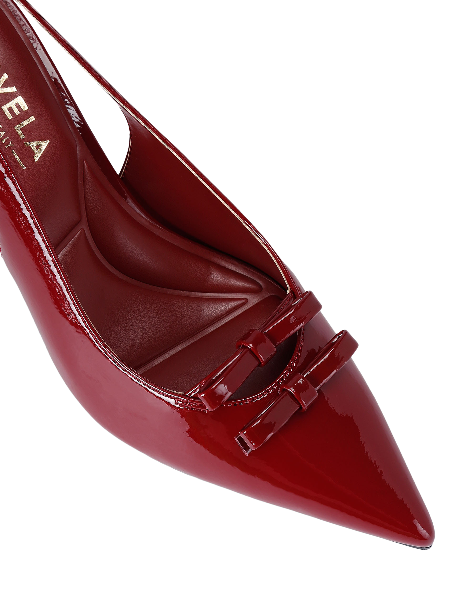 Product image 5 of 5, which shows Carvela Positano Bow Patent Pointed Slingback Courts, Red, 3