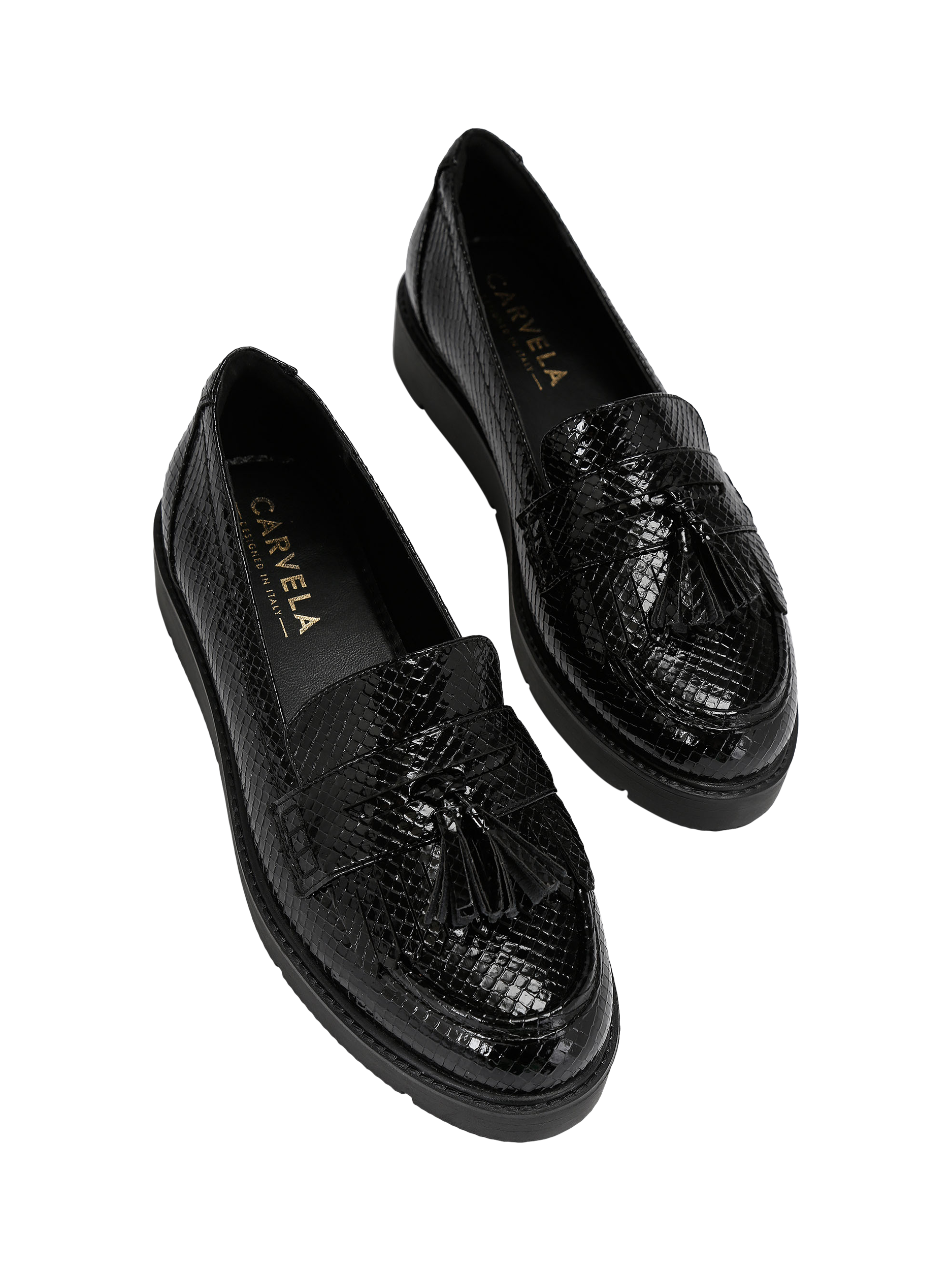 Product image 3 of 4, which shows Carvela Sky Tassel Slip-On Loafers, Black, 3