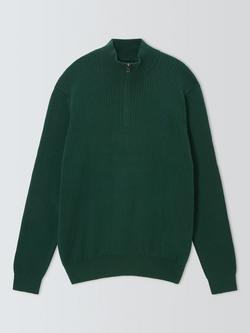 Polo Ralph Lauren Ribbed Cotton Half-Zip Jumper, Vintage Pine