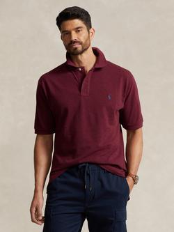 Polo Ralph Lauren Cotton Custom Slim Fit Short Sleeve Polo Shirt, Spring Wine Heather, Spri Wine Heat/C7996