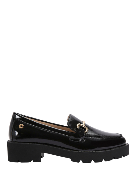 Carvela Snap Leather Chunky Loafers, Black