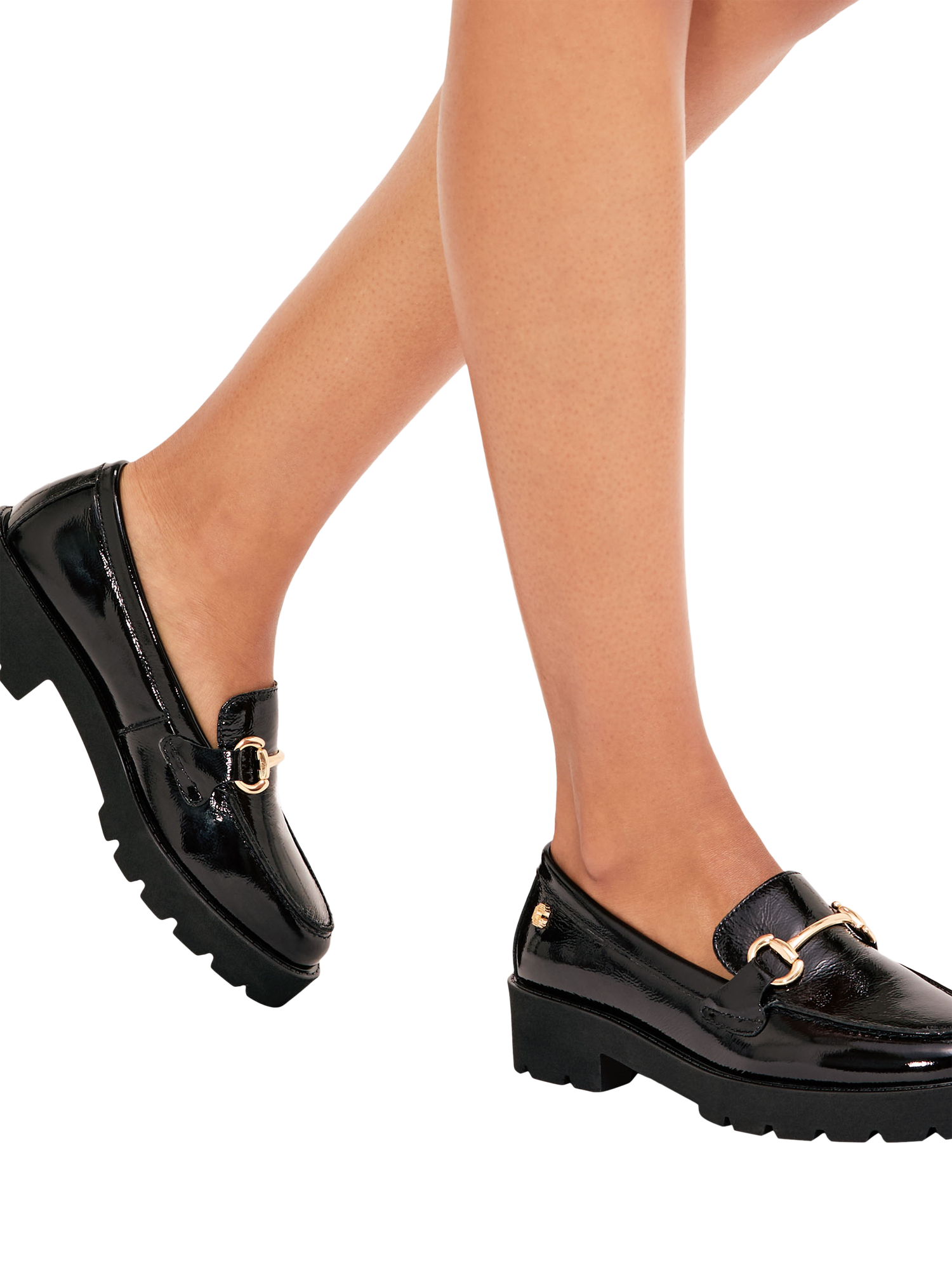 Product image 2 of 5, which shows Carvela Snap Leather Chunky Loafers, Black, 3