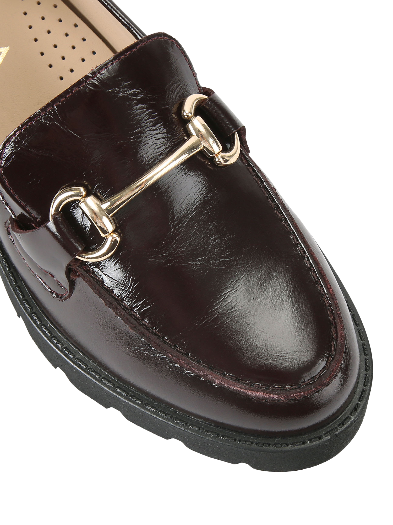 Product image 5 of 5, which shows Carvela Snap Leather Chunky Loafers, Red Wine, 3
