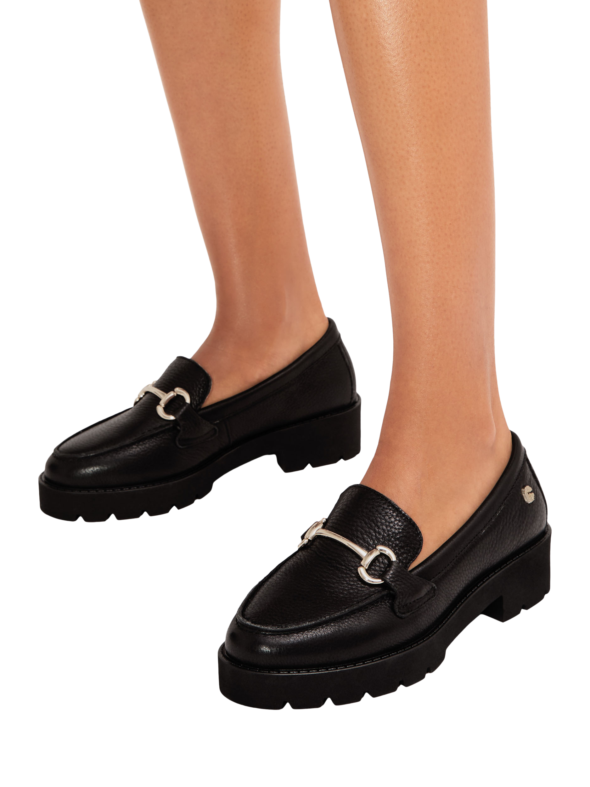 Product image 2 of 5, which shows Carvela Snap Leather Chunky Loafers, Black, 3