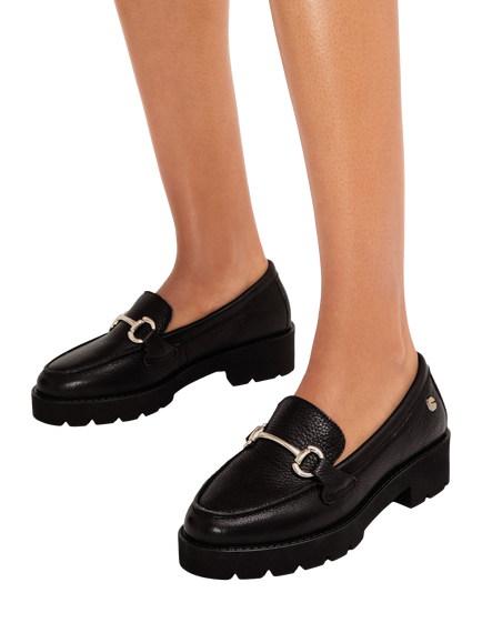 Carvela Snap Leather Chunky Loafers, Black - view 2, Black