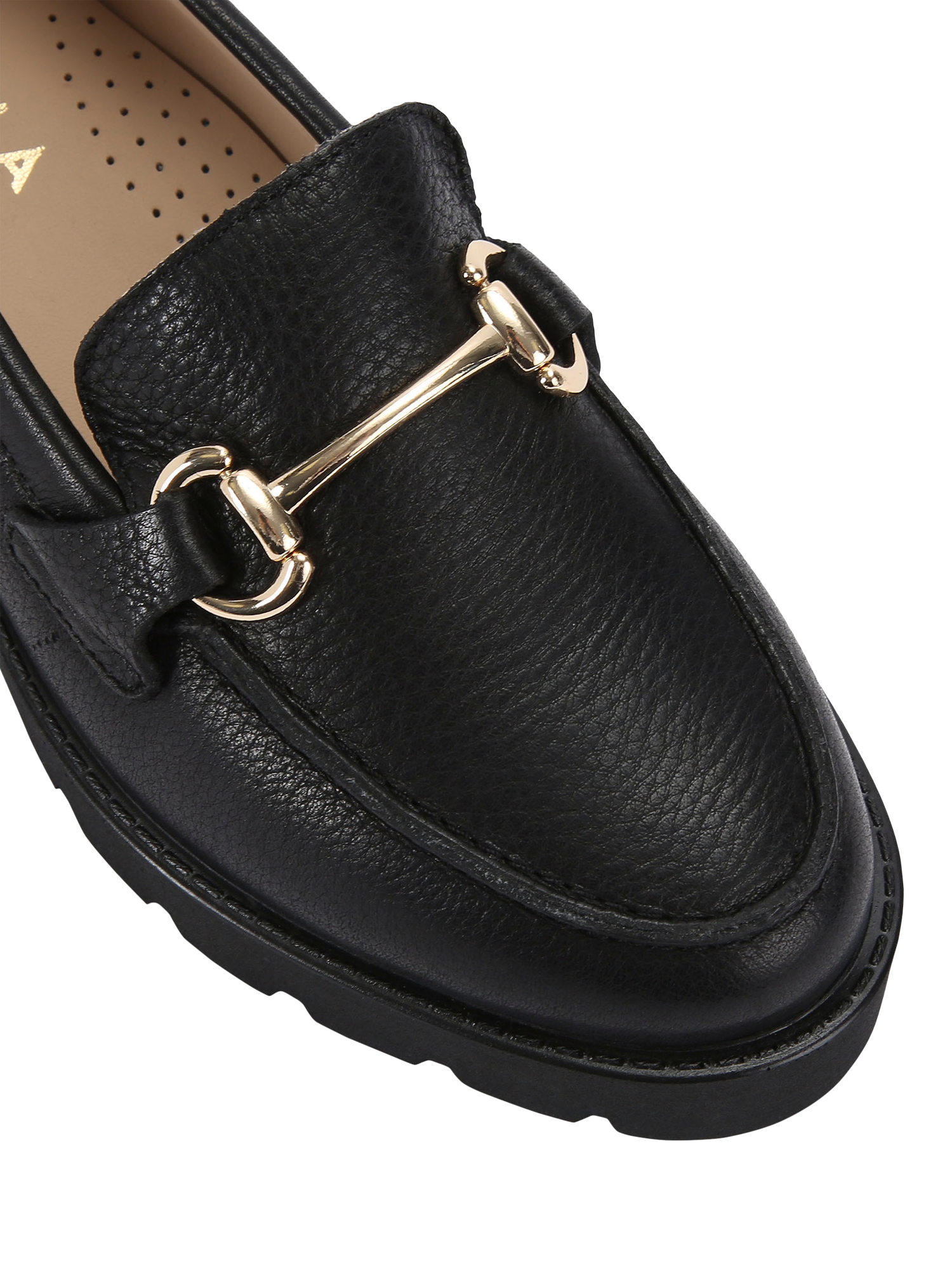 Product image 5 of 5, which shows Carvela Snap Leather Chunky Loafers, Black, 3