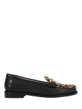 Carvela Snap Leather Leopard Print Loafers, Black/Multi