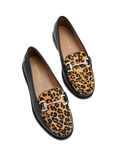 Carvela Snap Leather Leopard Print Loafers, Black/Multi