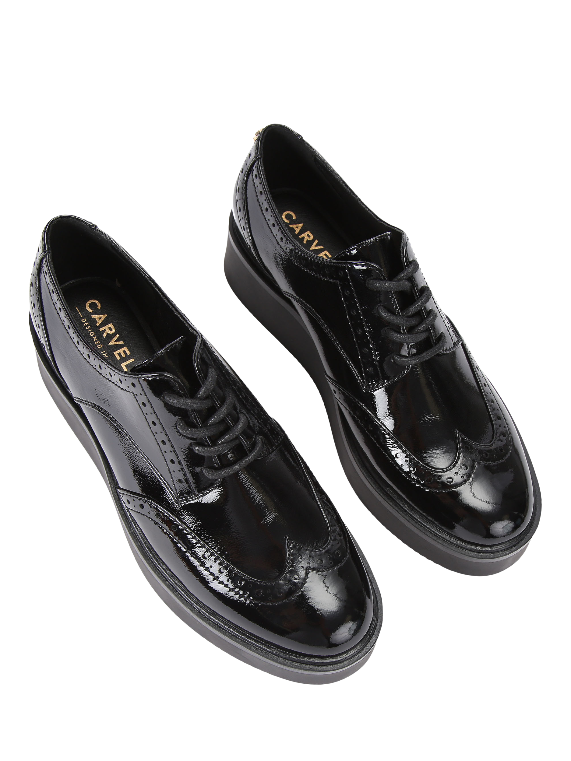 Product image 2 of 4, which shows Carvela Strada Patent Lace Up Brogues, Black, 3