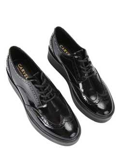Carvela Strada Patent Lace Up Brogues, Black - view 2, Black