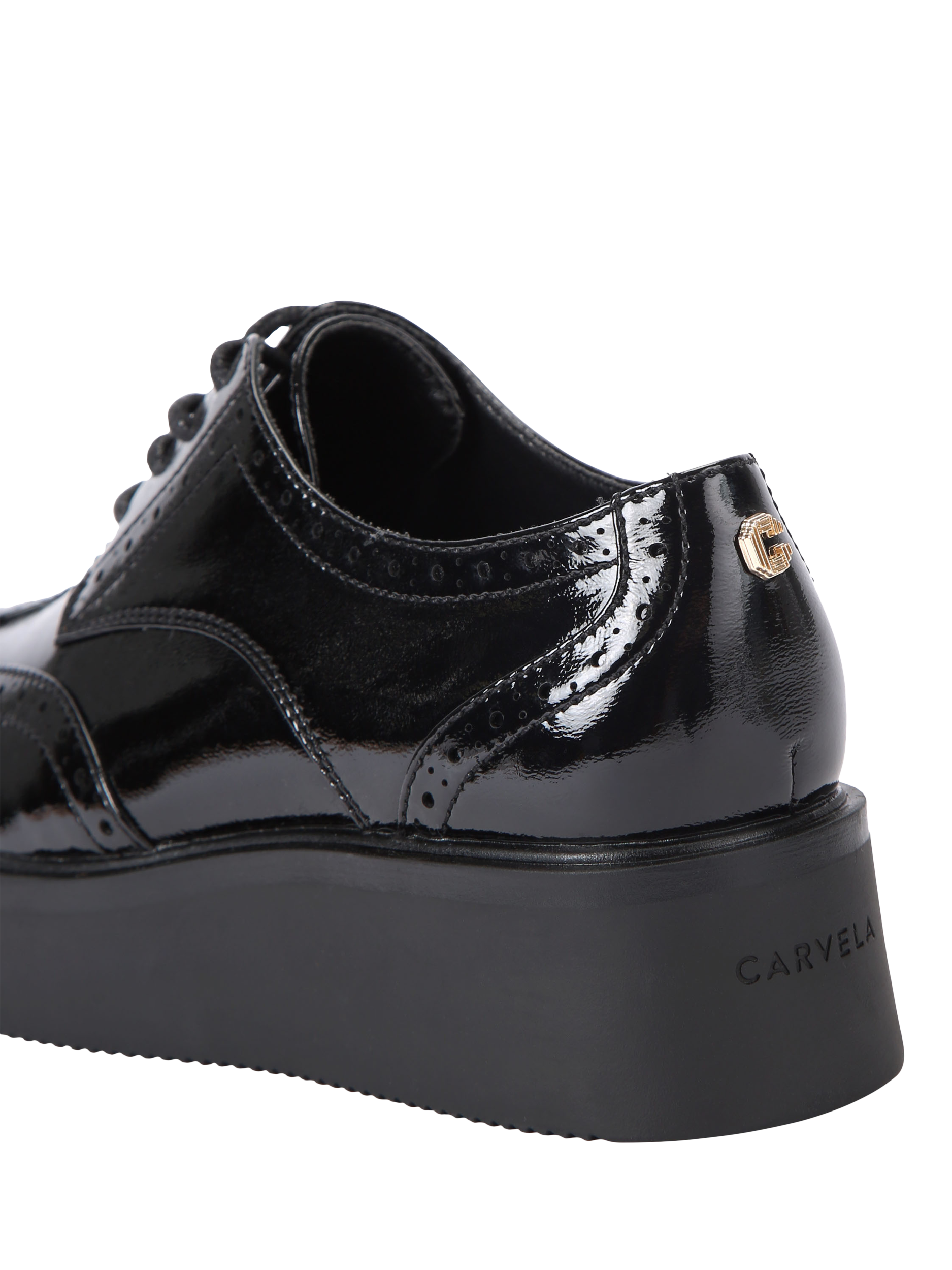 Product image 3 of 4, which shows Carvela Strada Patent Lace Up Brogues, Black, 3
