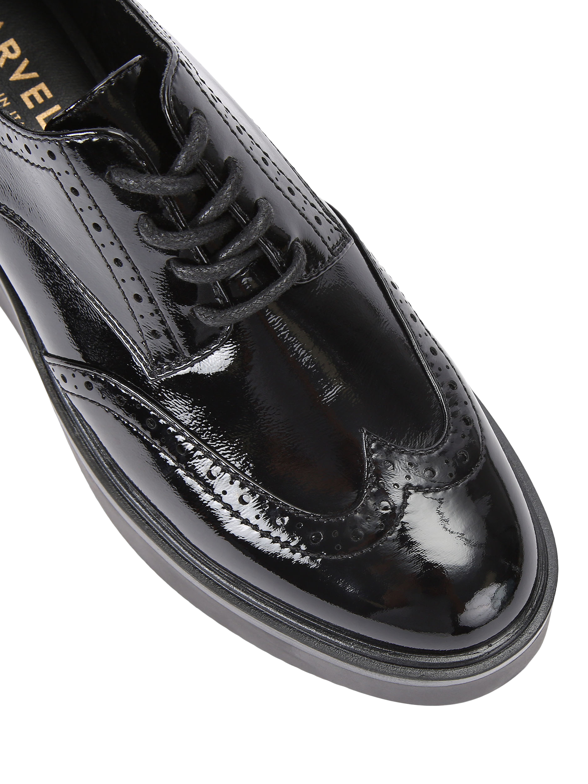 Product image 4 of 4, which shows Carvela Strada Patent Lace Up Brogues, Black, 3