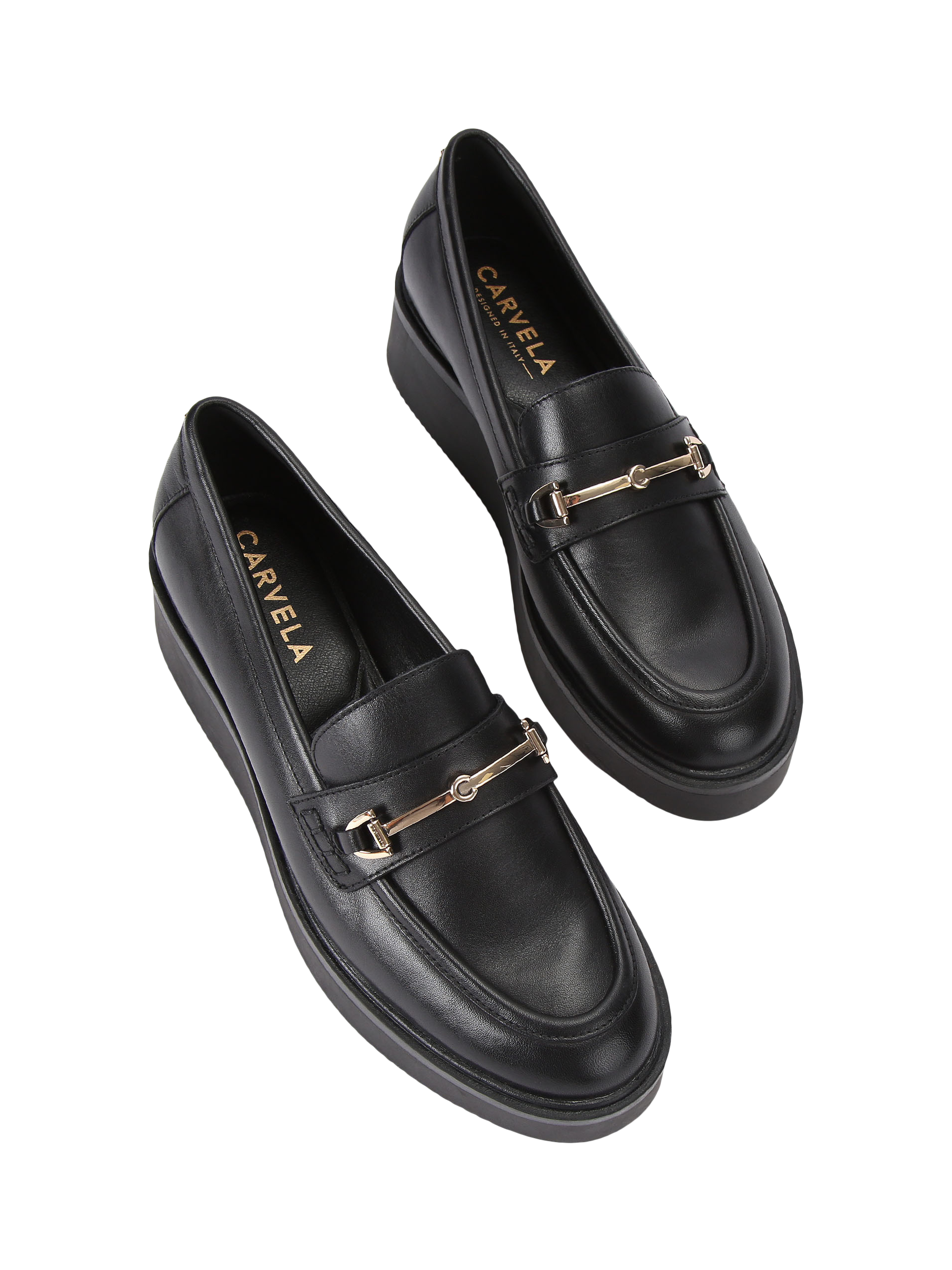 Product image 2 of 4, which shows Carvela Vista Leather Loafers, Black, 3