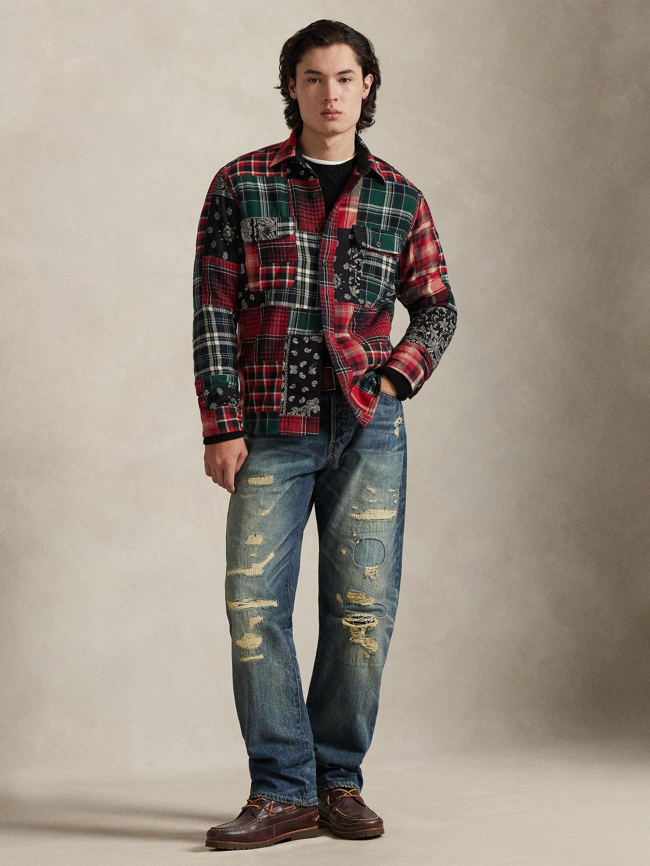 Product image 5 of 6, which shows Polo Ralph Lauren Cotton Regular Fit Patchwork Flannel Workshirt, Northwest, S