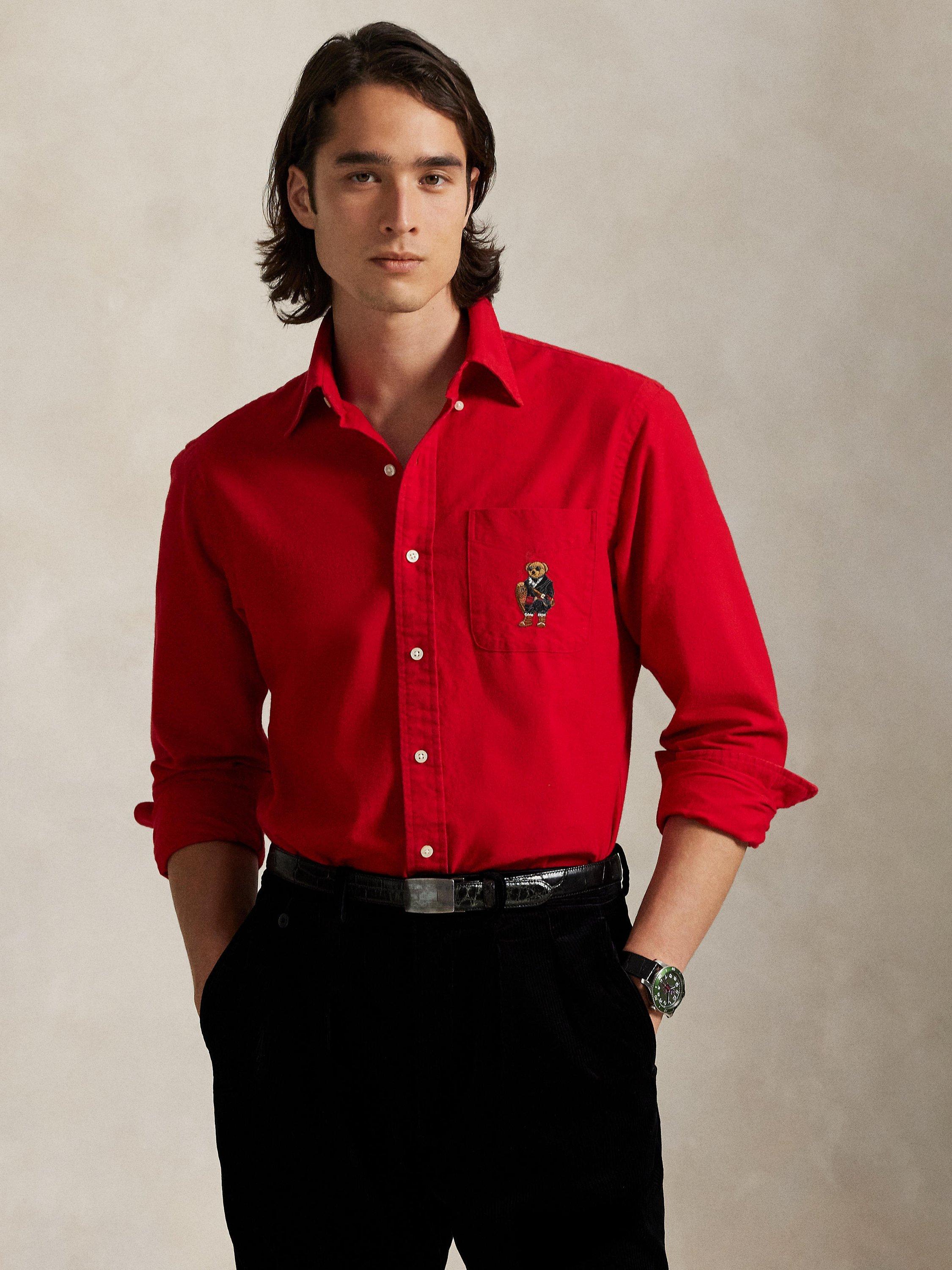 Product image 1 of 5, which shows Ralph Lauren Cotton Long Sleeve Collar Shirt , Rl 2000 Red, S
