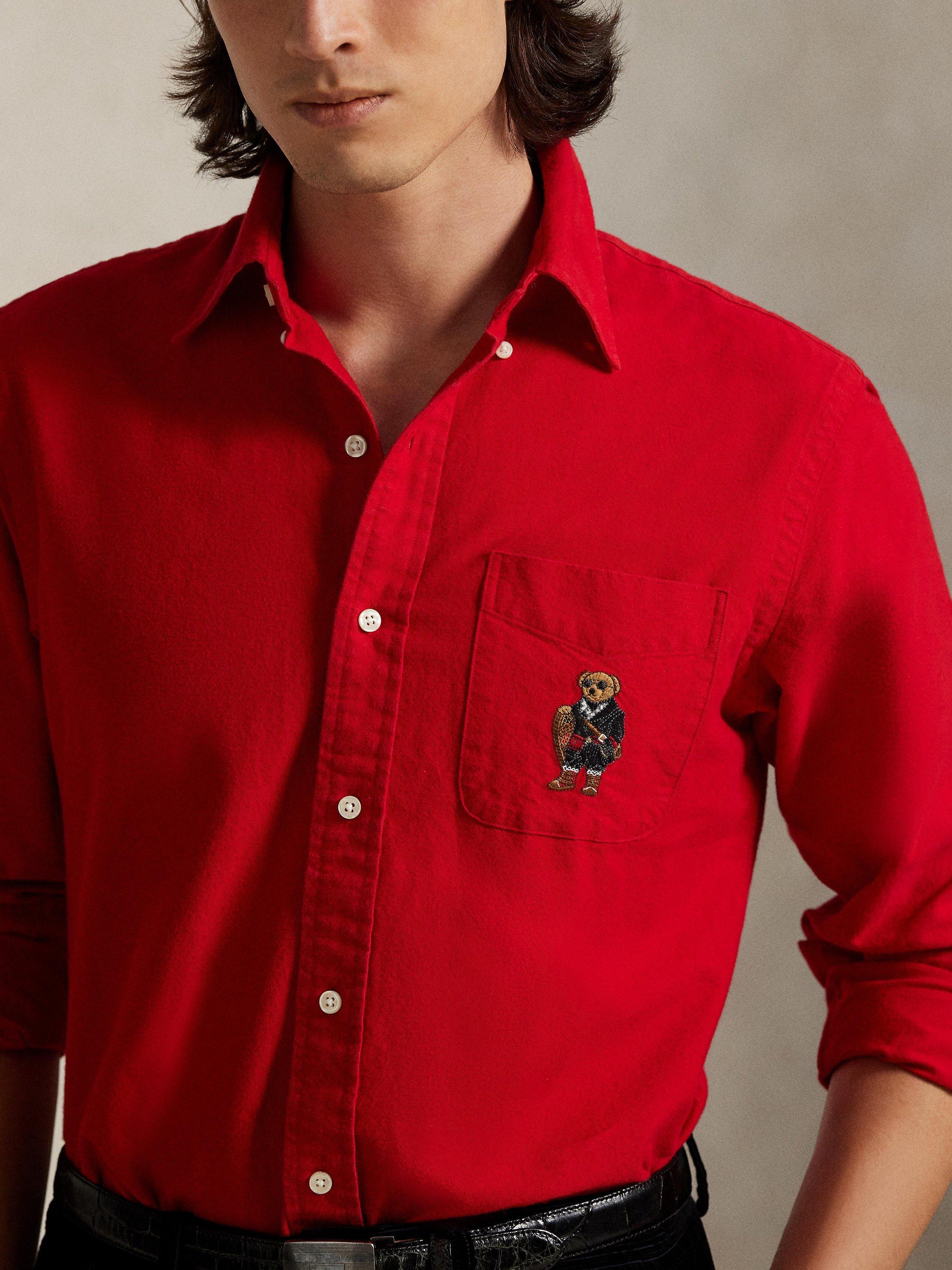 Product image 3 of 5, which shows Ralph Lauren Cotton Long Sleeve Collar Shirt , Rl 2000 Red, S