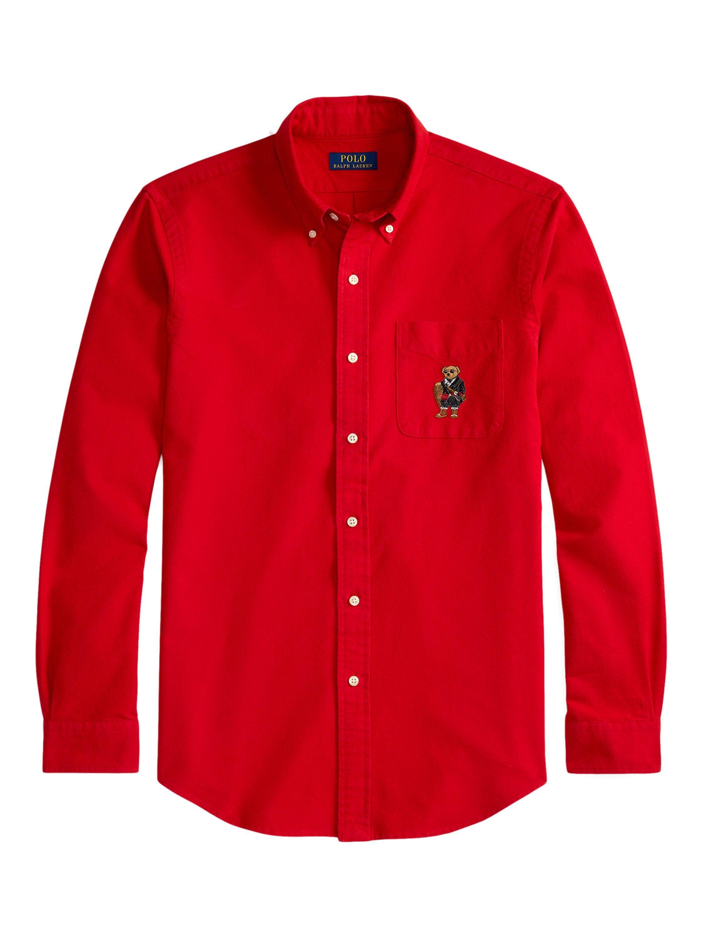 Product image 5 of 5, which shows Ralph Lauren Cotton Long Sleeve Collar Shirt , Rl 2000 Red, S