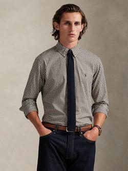 Ralph Lauren Custom Fit Cotton Check Long Sleeve Collar Shirt, 4192f Brown/Cream