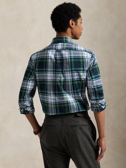 Ralph Lauren Cotton Tartan Long Sleeve Collar Shirt - view 2, 5535 Green/Blue Mult