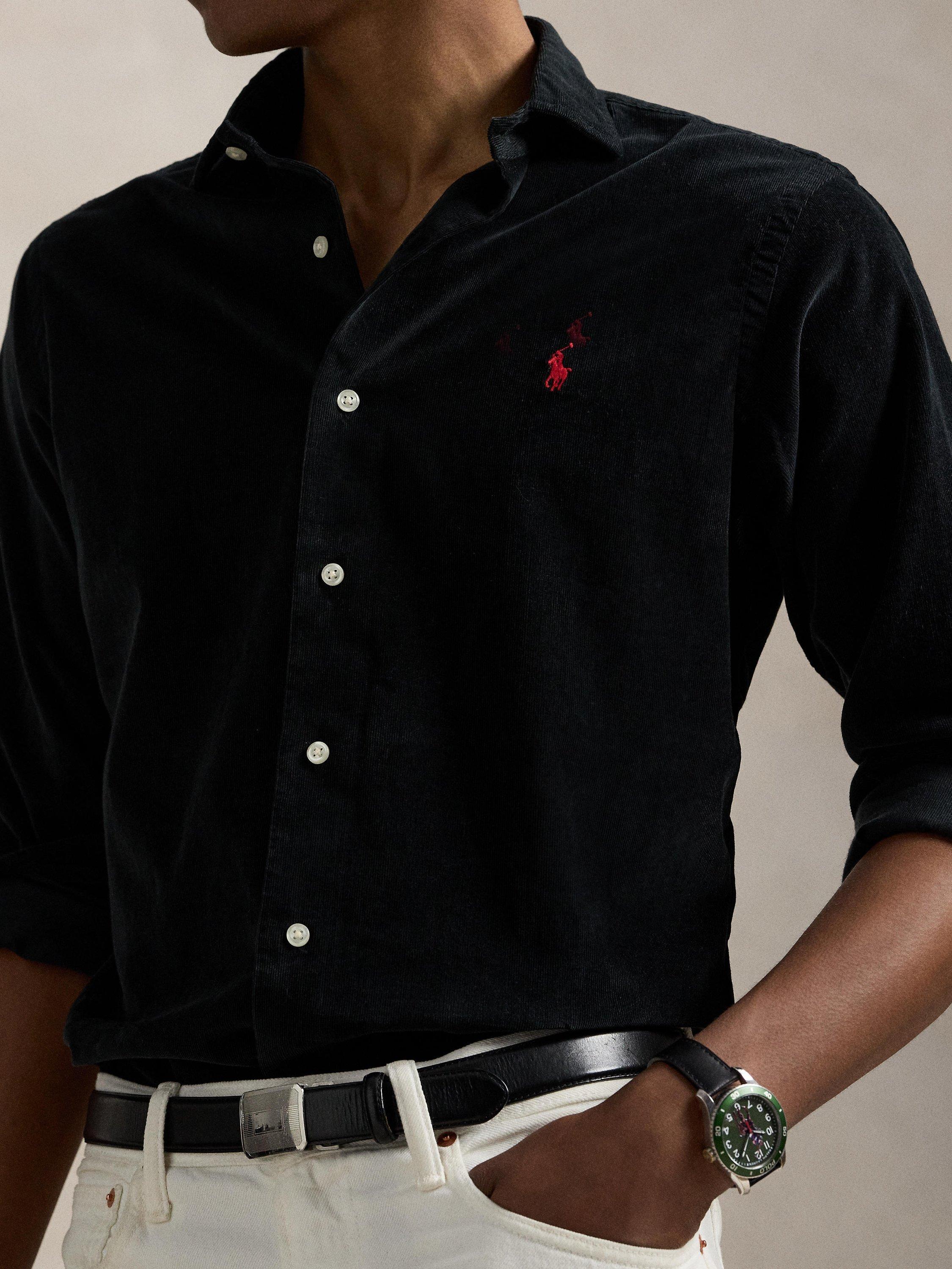 Product image 3 of 4, which shows Ralph Lauren Cotton Long Sleeve Collar Shirt, Black, S